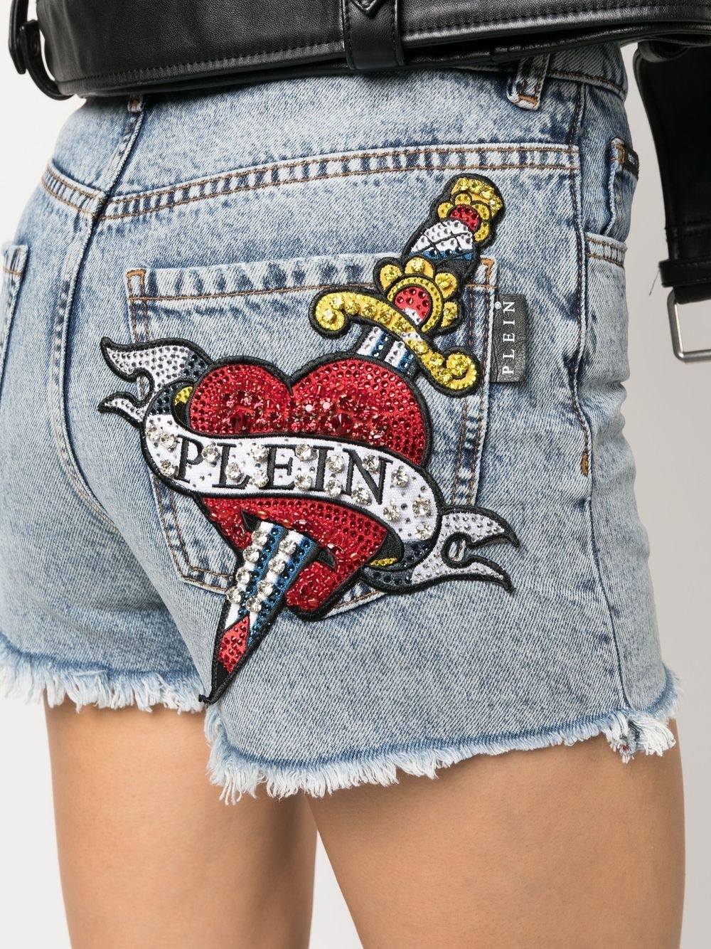 embellished-logo detail shorts - 5