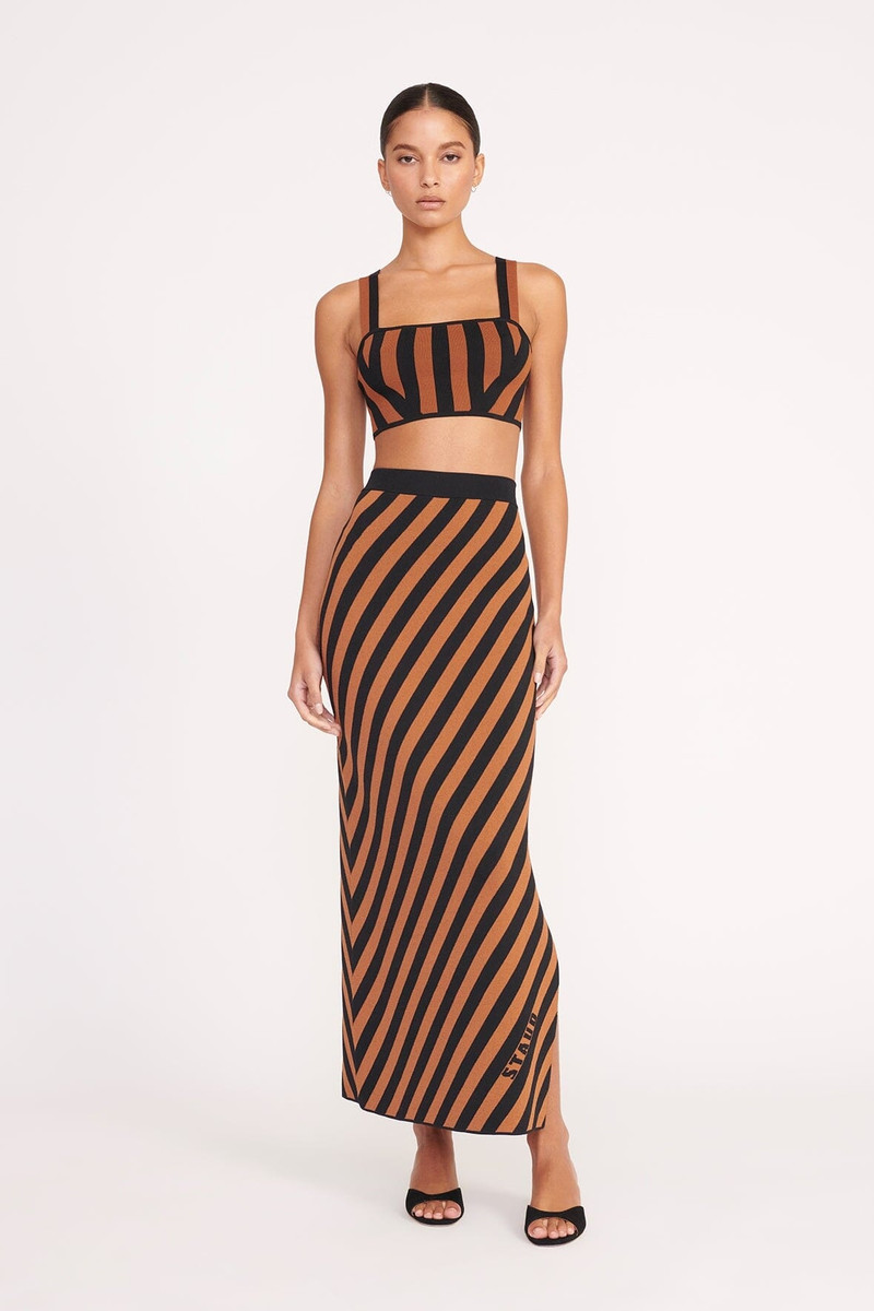 STAUD STAUD GIOVANNI SKIRT BLACK TAN SEASHORE STRIPE outlook
