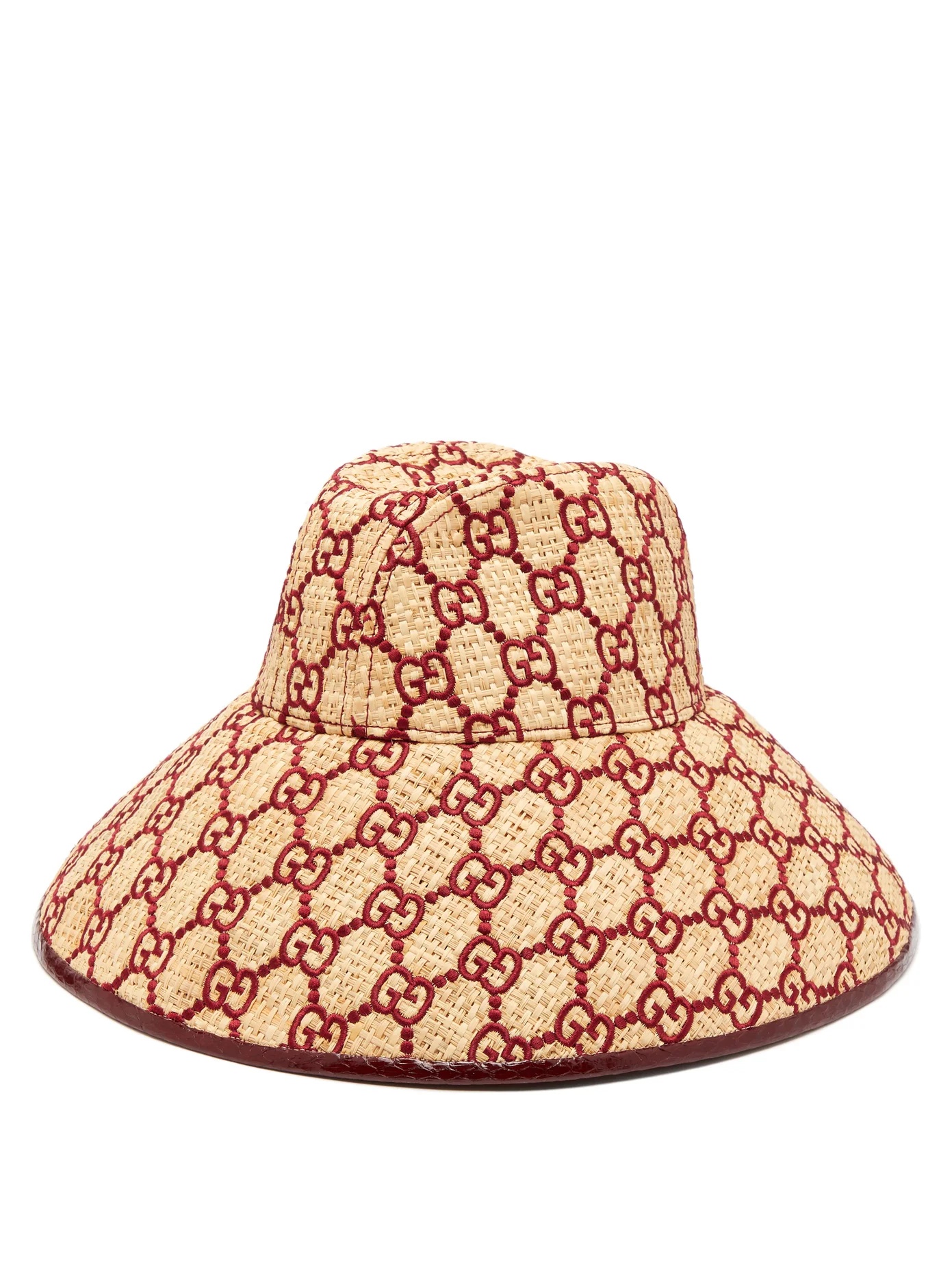 GG-embroidered raffia hat - 1