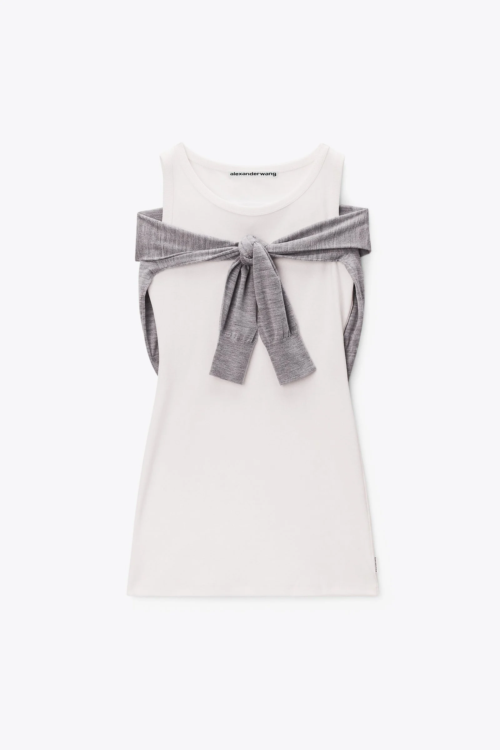 layered mini tank dress with tie-front cardigan - 1