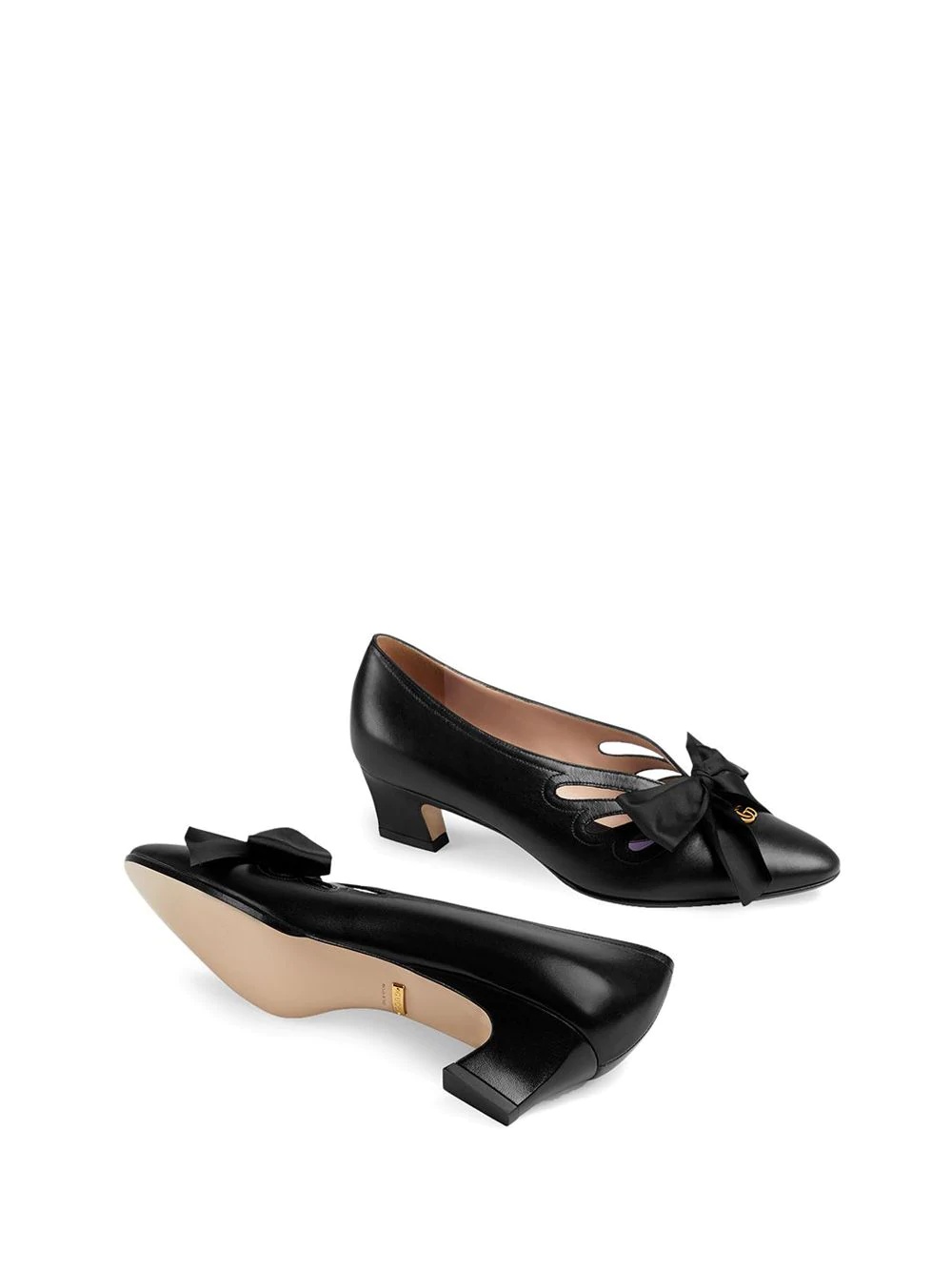 Leather pump with bow - 3