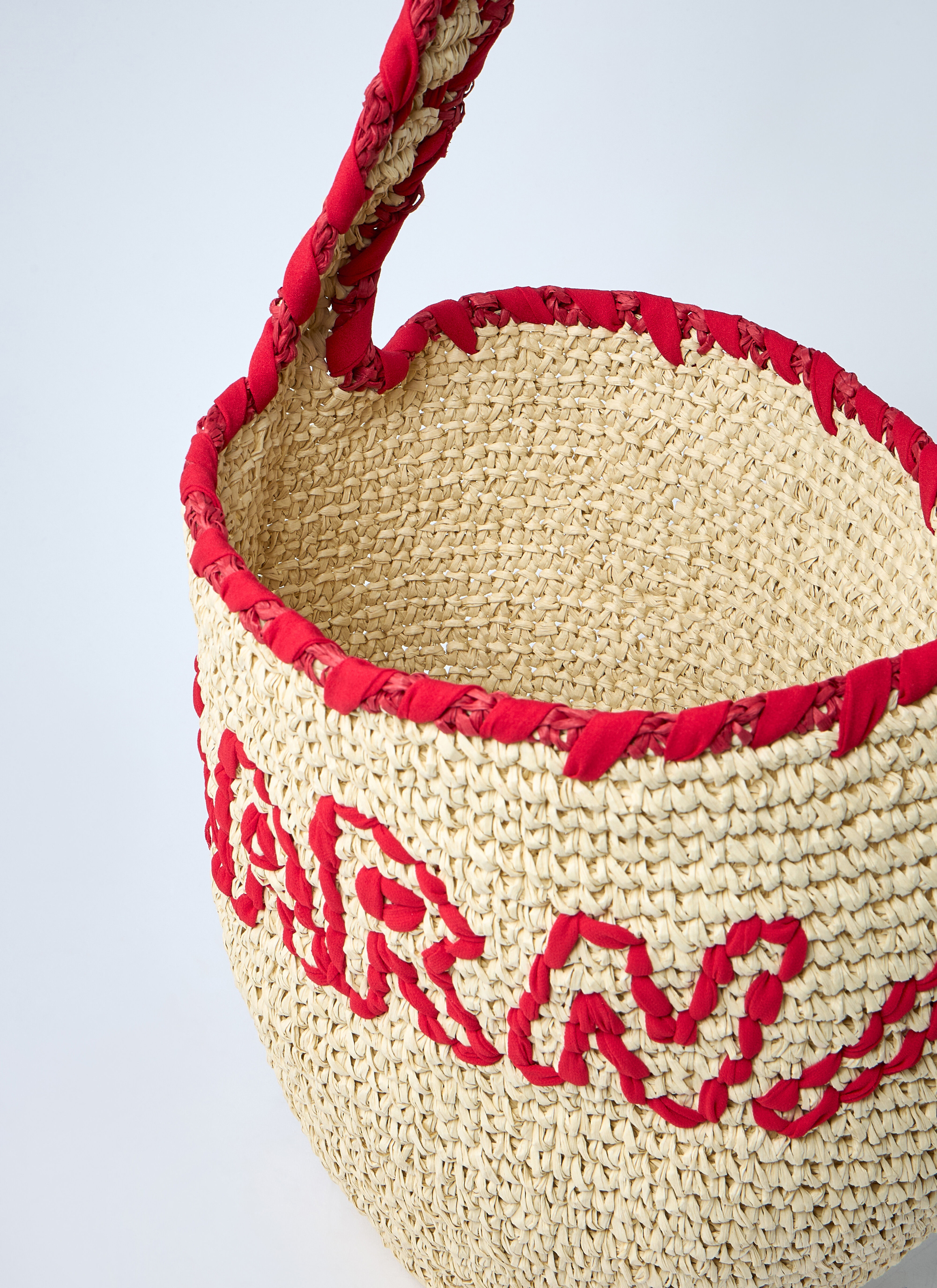 Logo Motif Raffia Shoulder Bag - 6