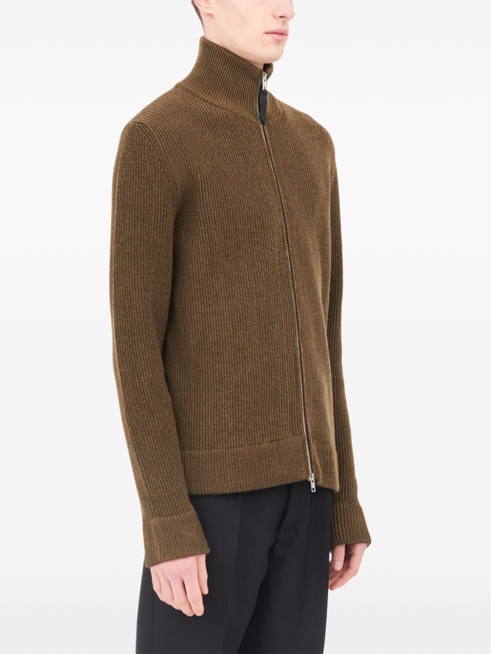 ribbed-knit zip-up sweater - 3