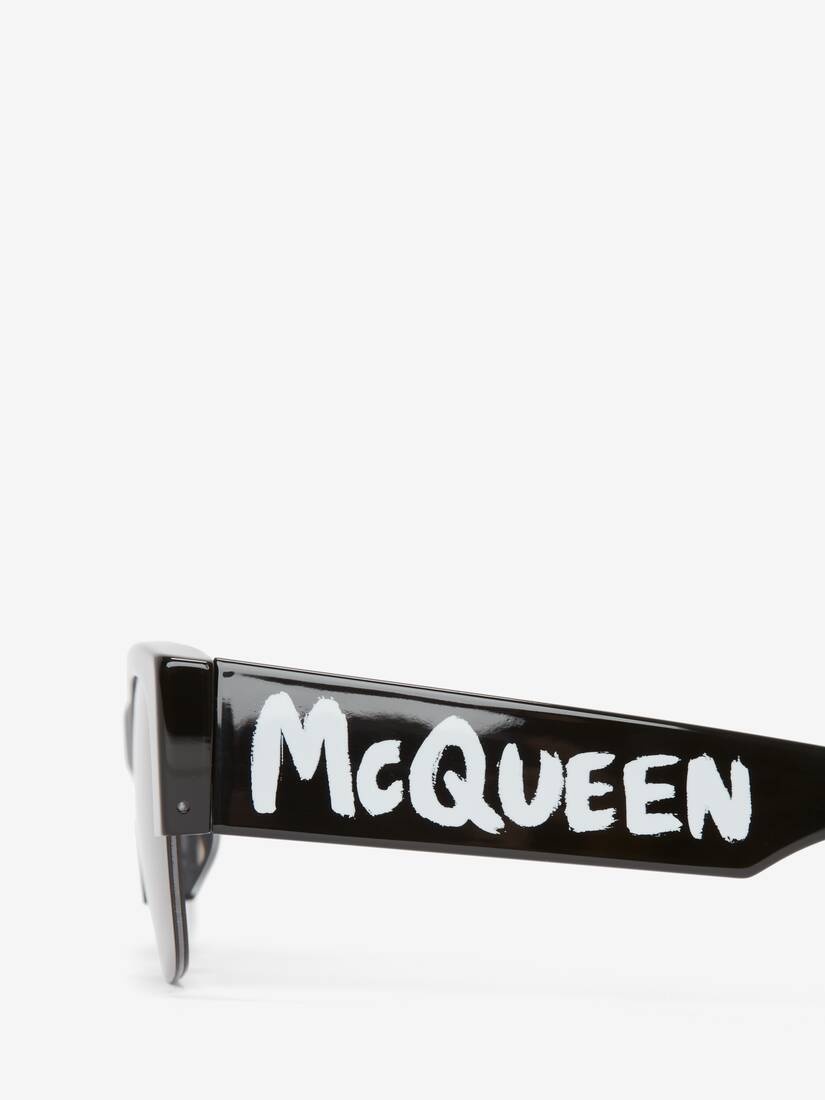 McQueen Graffiti Square Sunglasses in Black/smoke - 4