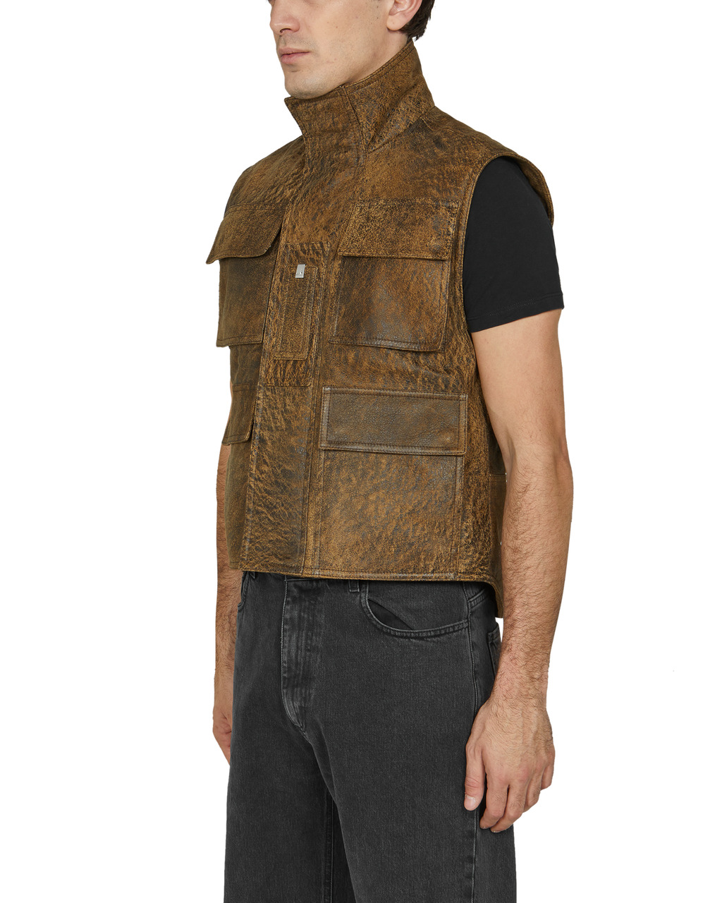 TREATED LEATHER CARGO VEST - 3