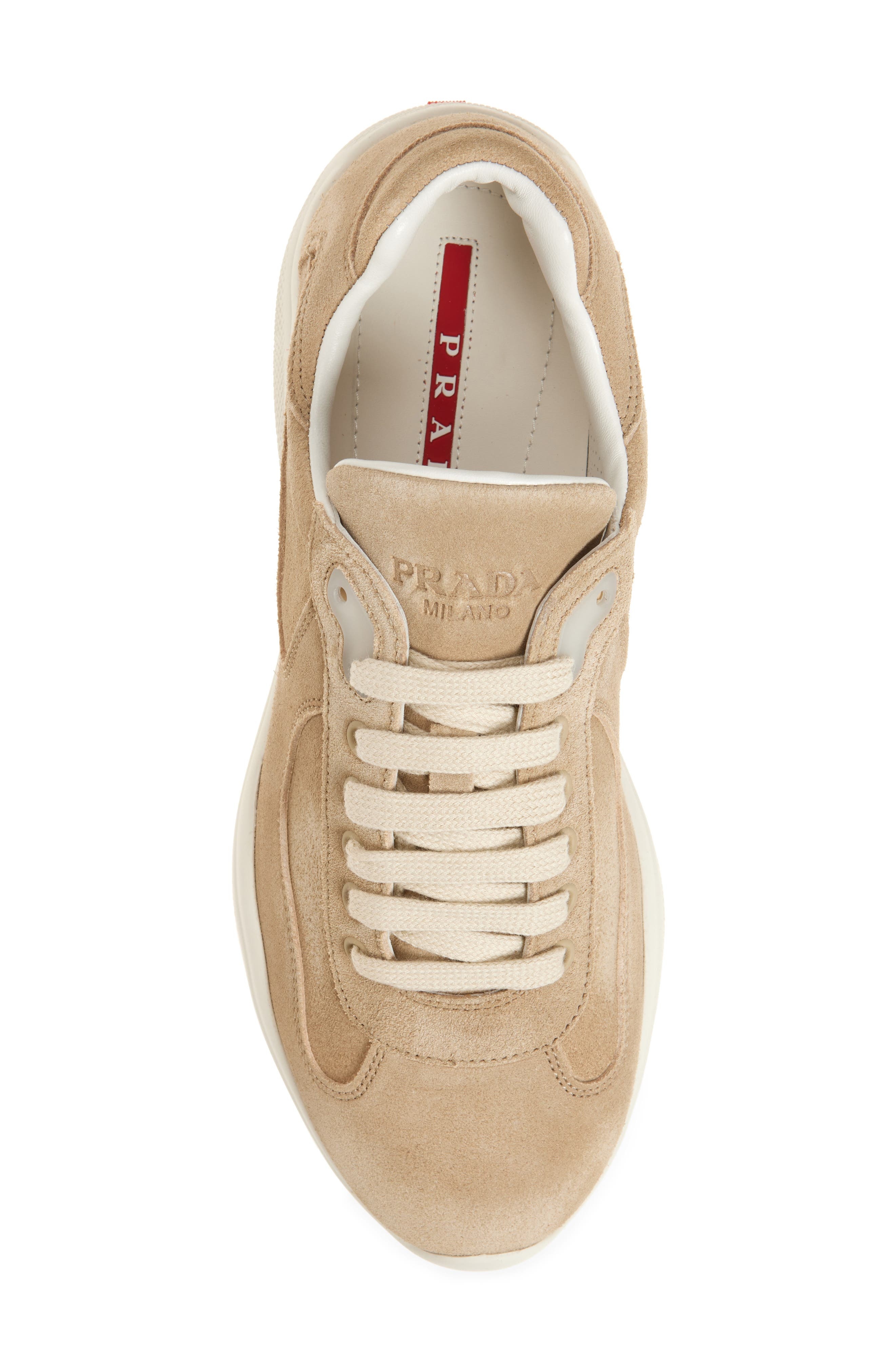 Prada America's Cup Suede Sneaker in Ecru at Nordstrom - 5