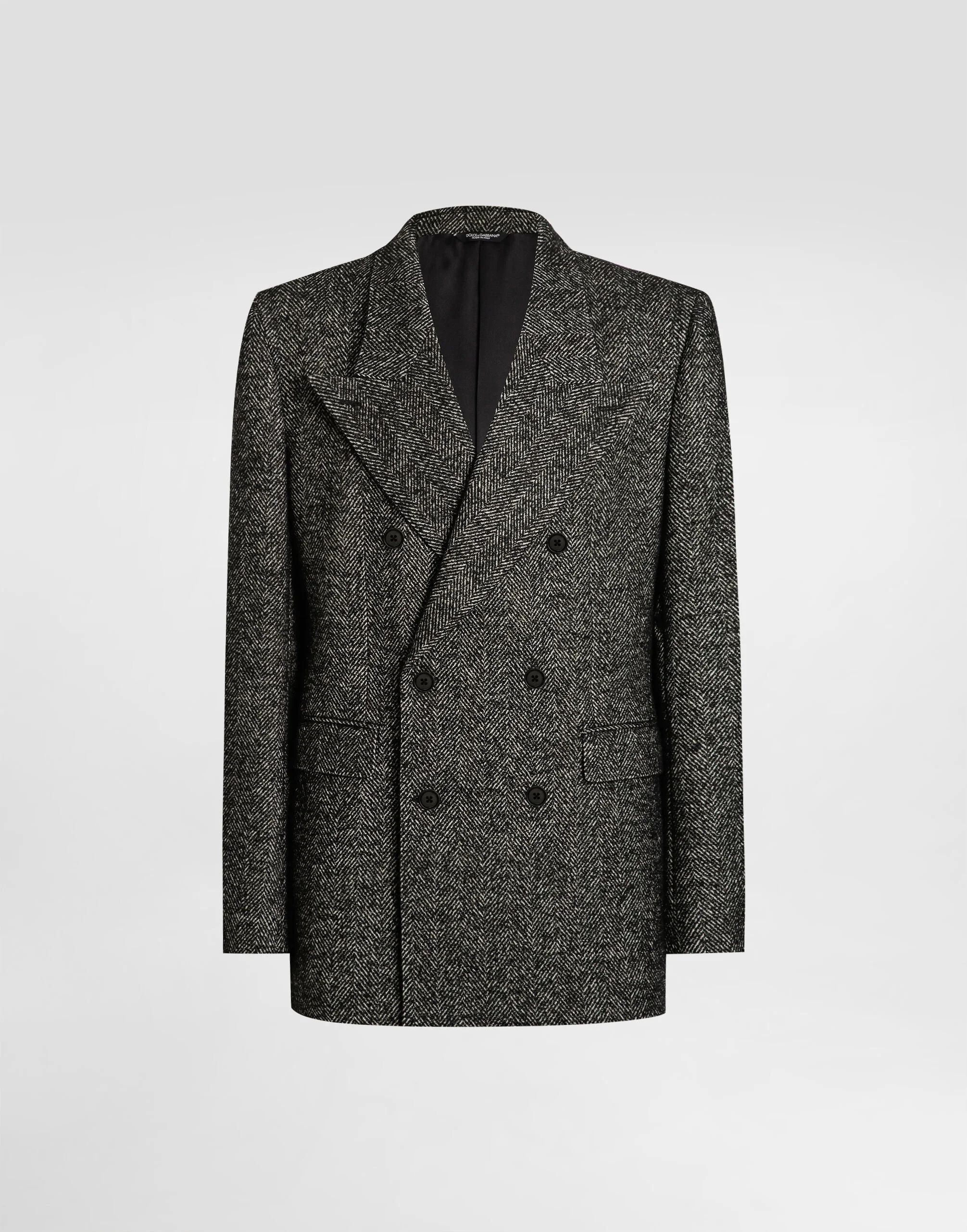Double-breasted jacket in chevronwool - 1