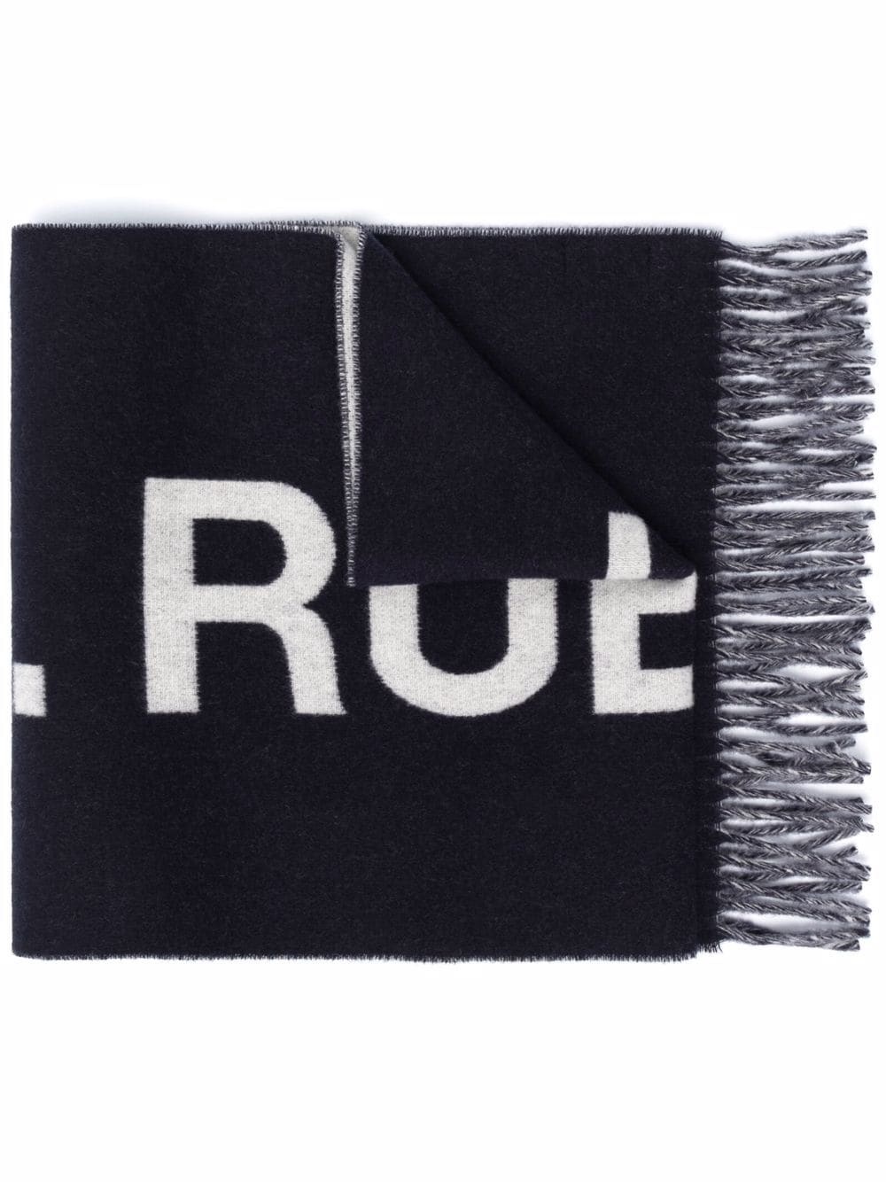 intarsia logo fringed scarf - 1