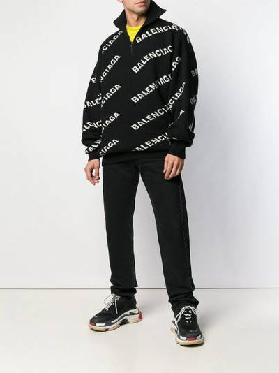 BALENCIAGA logo knit zipped jumper outlook