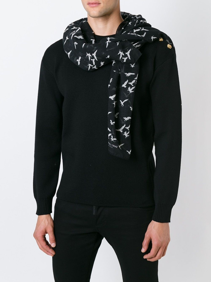 SAINT LAURENT bird print scarf outlook