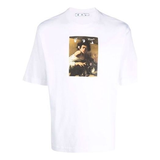 Off-White FW21 Pattern Alphabet Printing Round Neck Short Sleeve Loose Fit White OMAA038F21JER005018 - 1