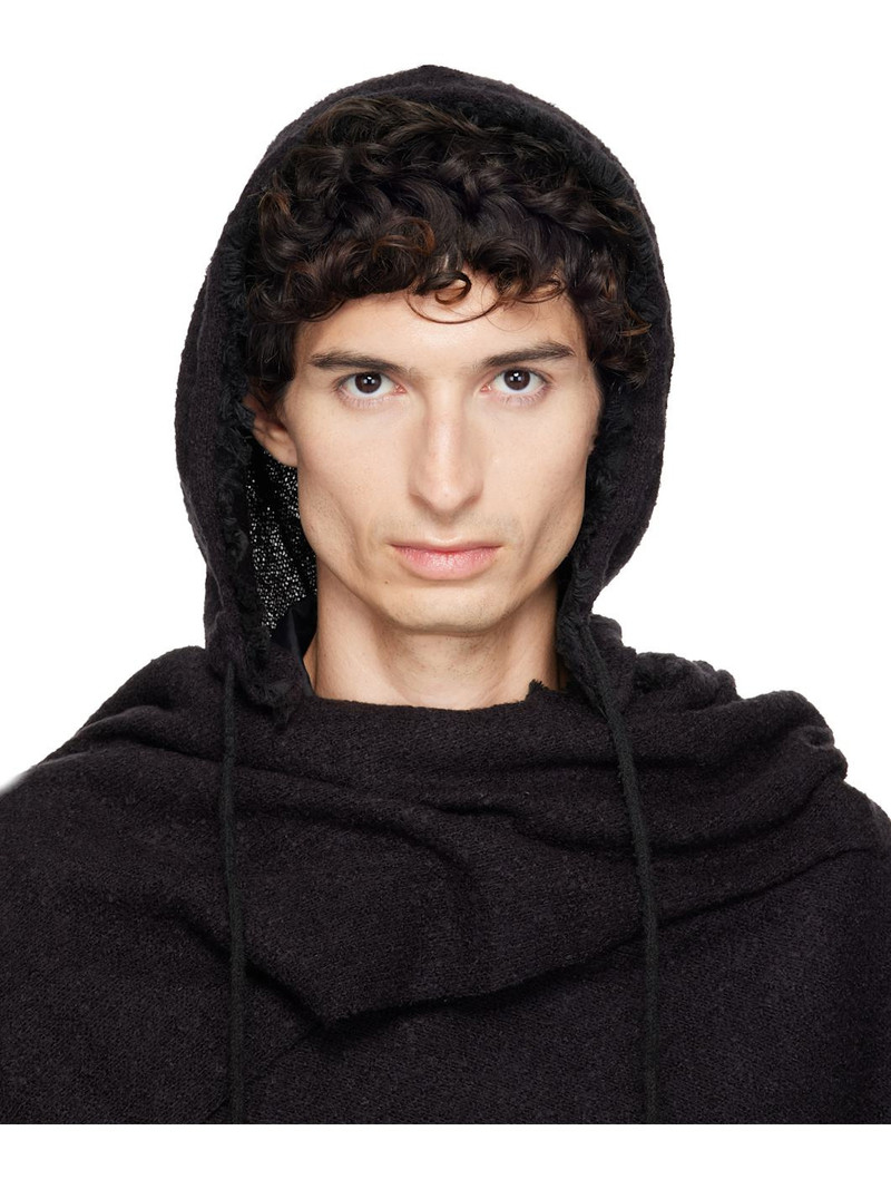 SSENSE Exclusive Black Hooded Zip Scarf 1