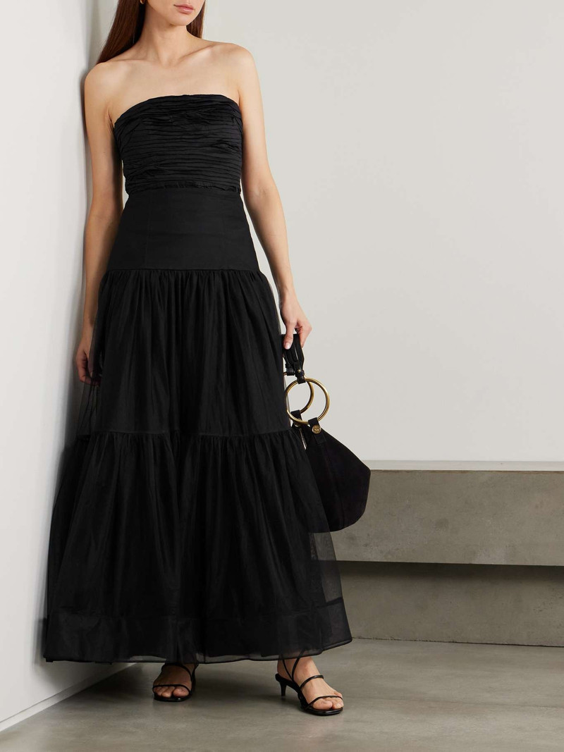 Aje. Gia tiered mesh maxi skirt Black outlook