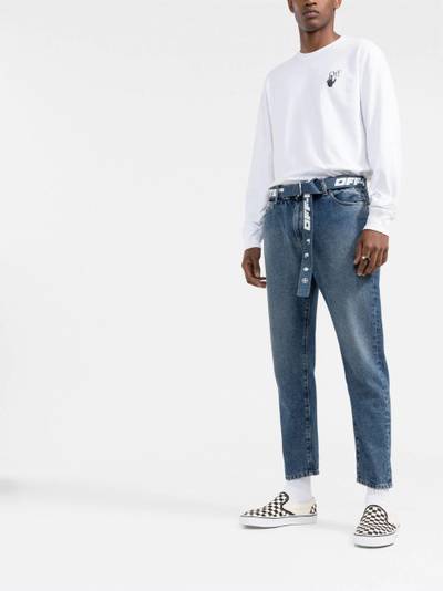 Off-White logo-print belt cropped jeans outlook