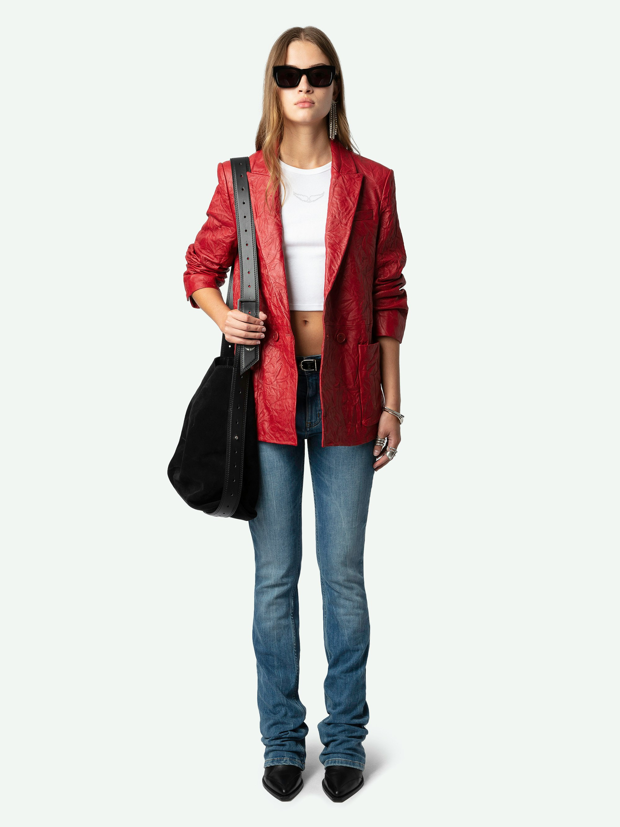 Visko Crinkled Leather Blazer - 2