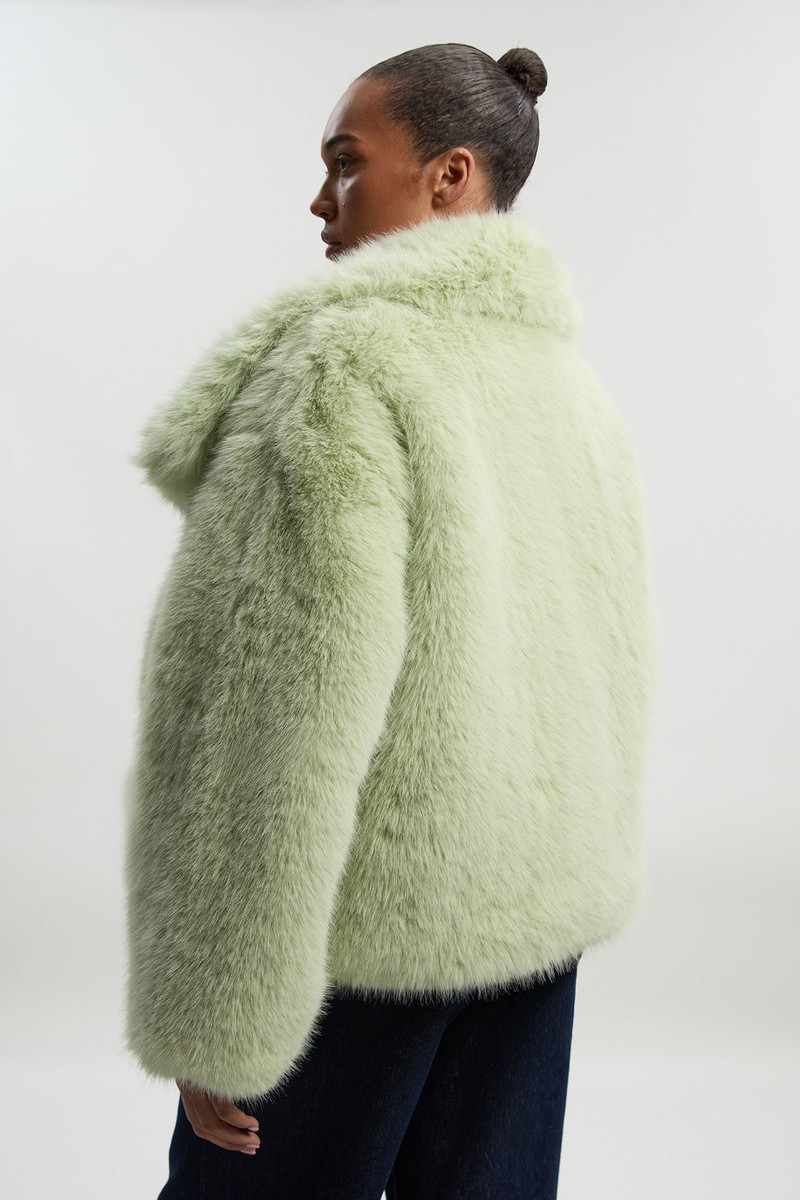 Plus Size Textured Faux Fur Short Coat 5