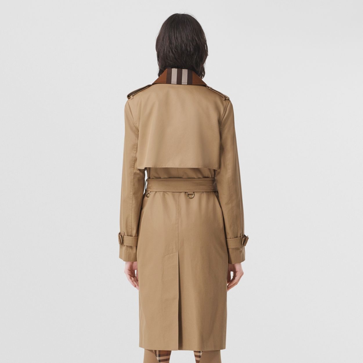 Check Panel Cotton Gabardine Trench Coat - 3