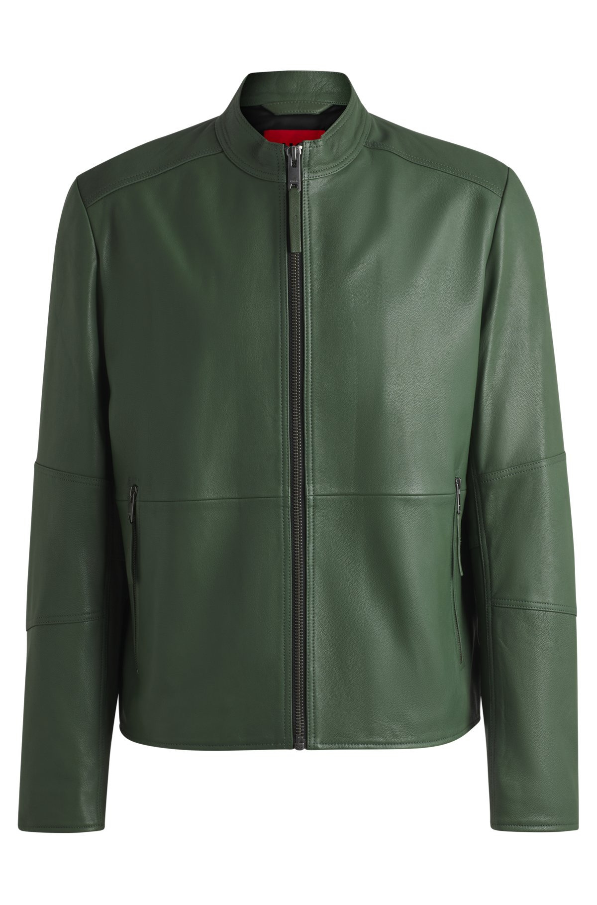 SLIM-FIT JACKET IN LEATHER WITH STAND COLLAR - 1
