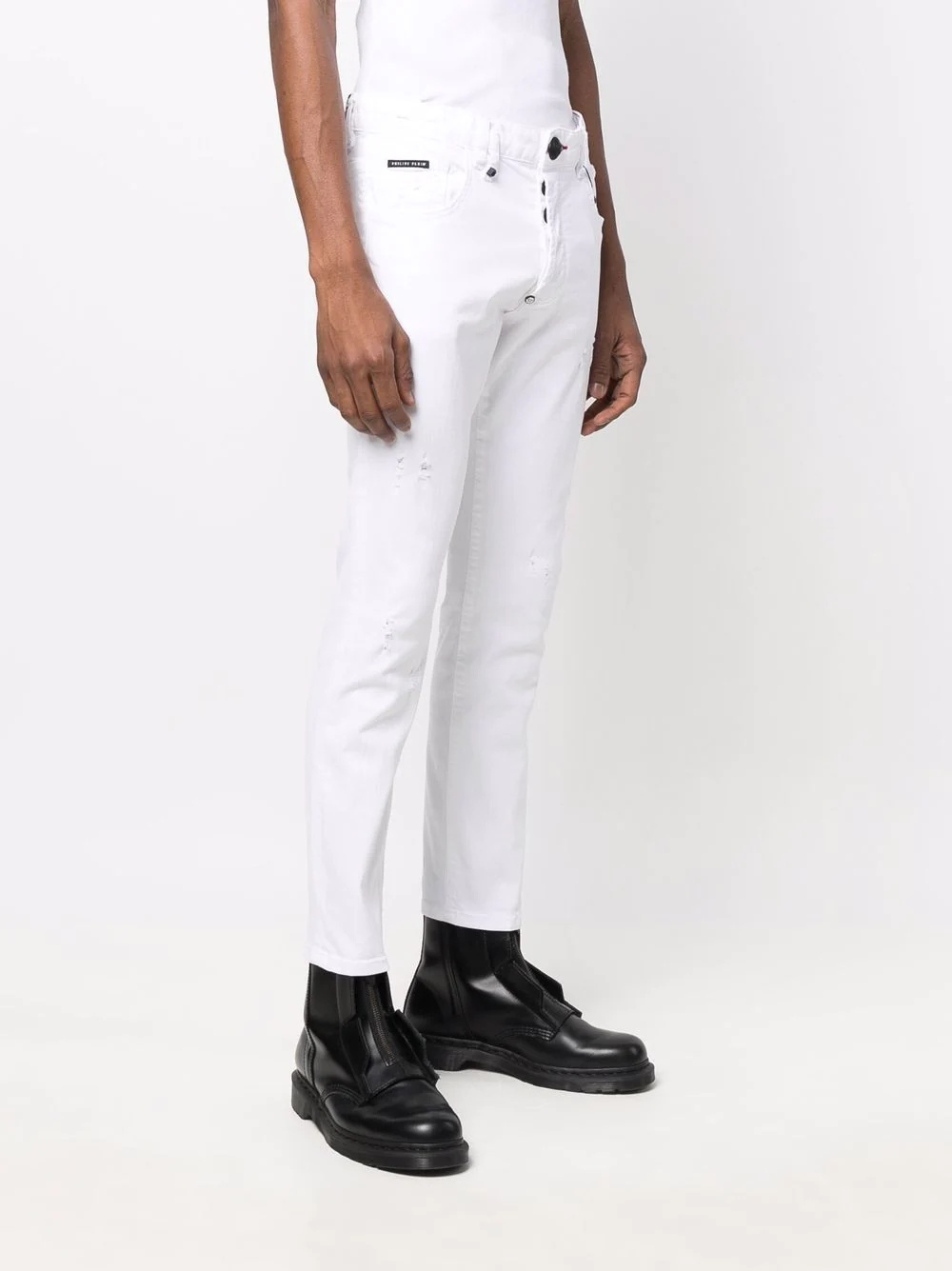 embroidered-logo slim-fit jeans - 3