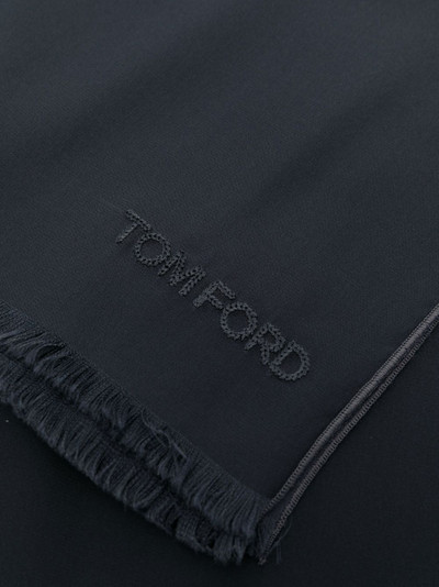 TOM FORD frayed logo-embroidered silk scarf outlook