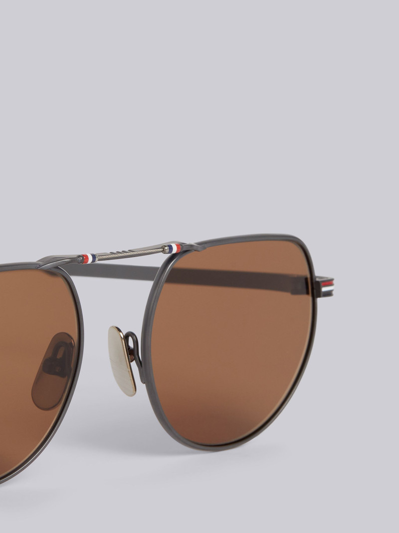 Thom Browne TB918 - Black Iron Squared Aviator Sunglasses outlook