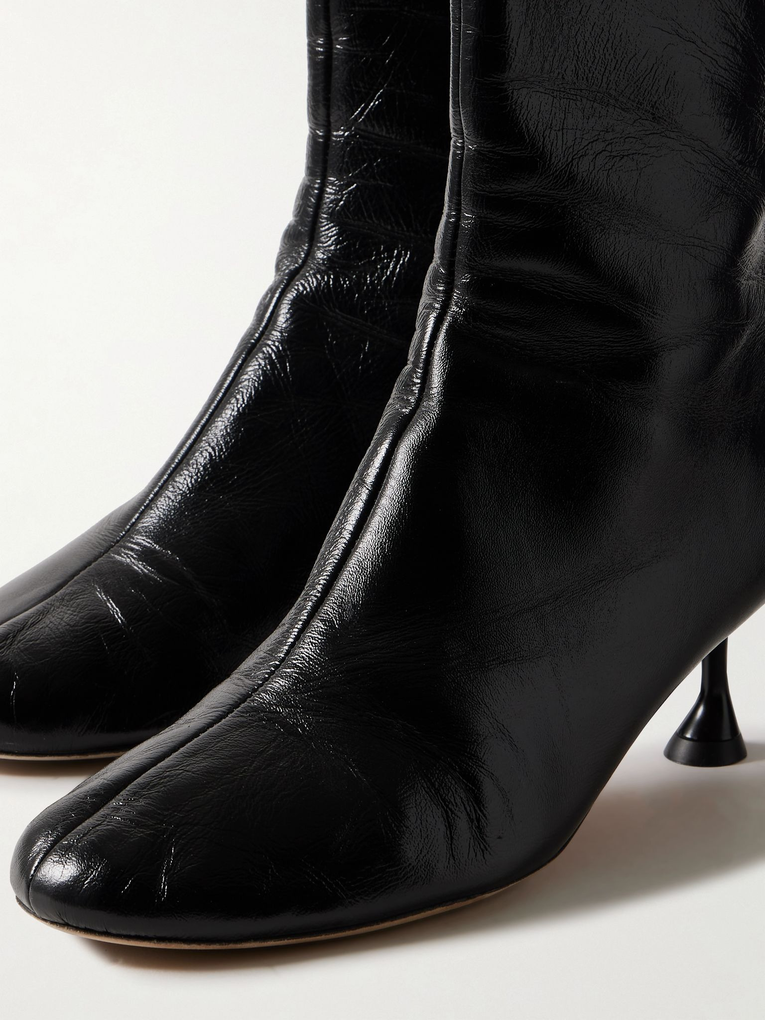 Tee crinkled-leather ankle boots Black - 4