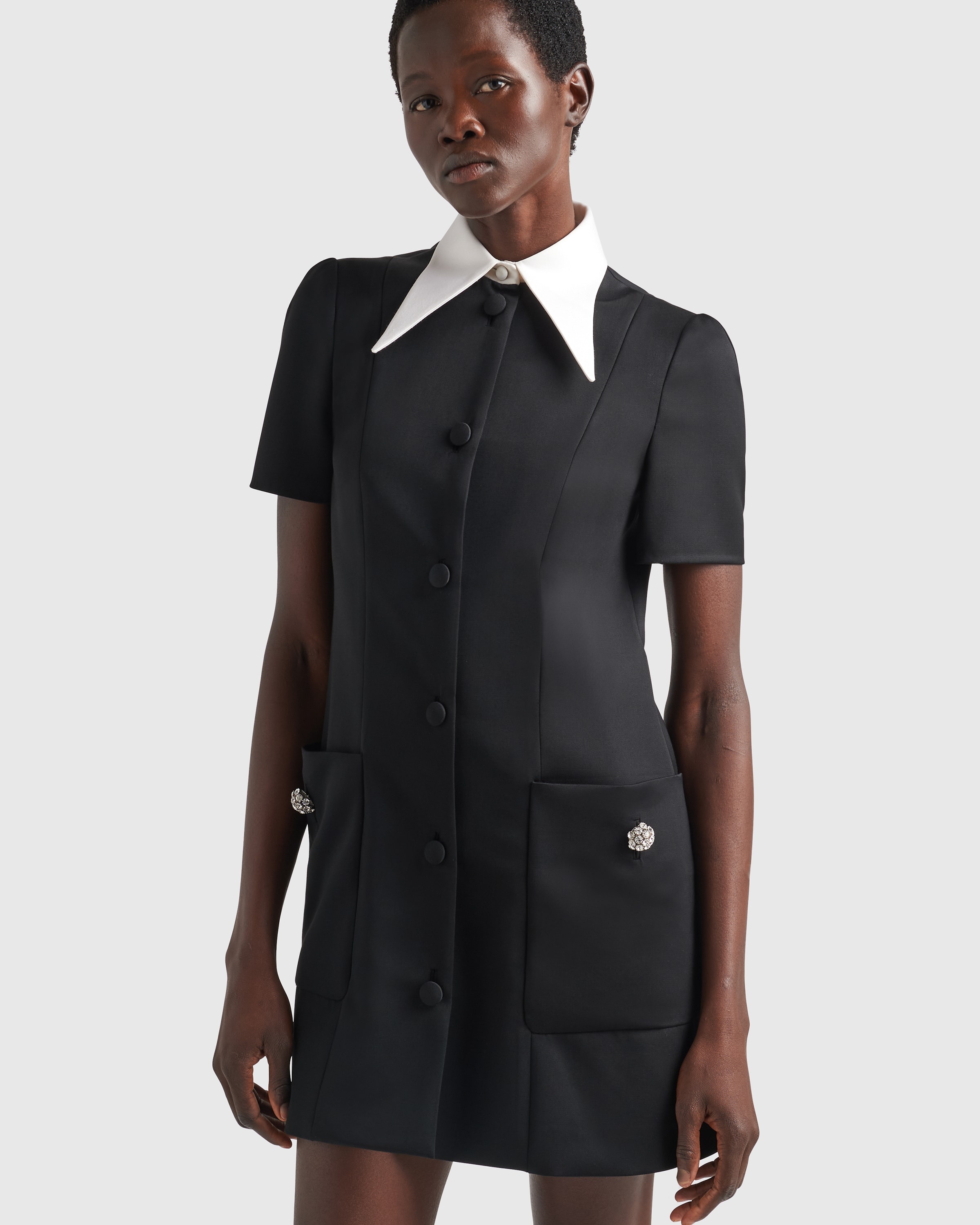 【プラダ・PRADA】Satin wool mini-dress Prada Satin wool mini-dress | REVERSIBLE