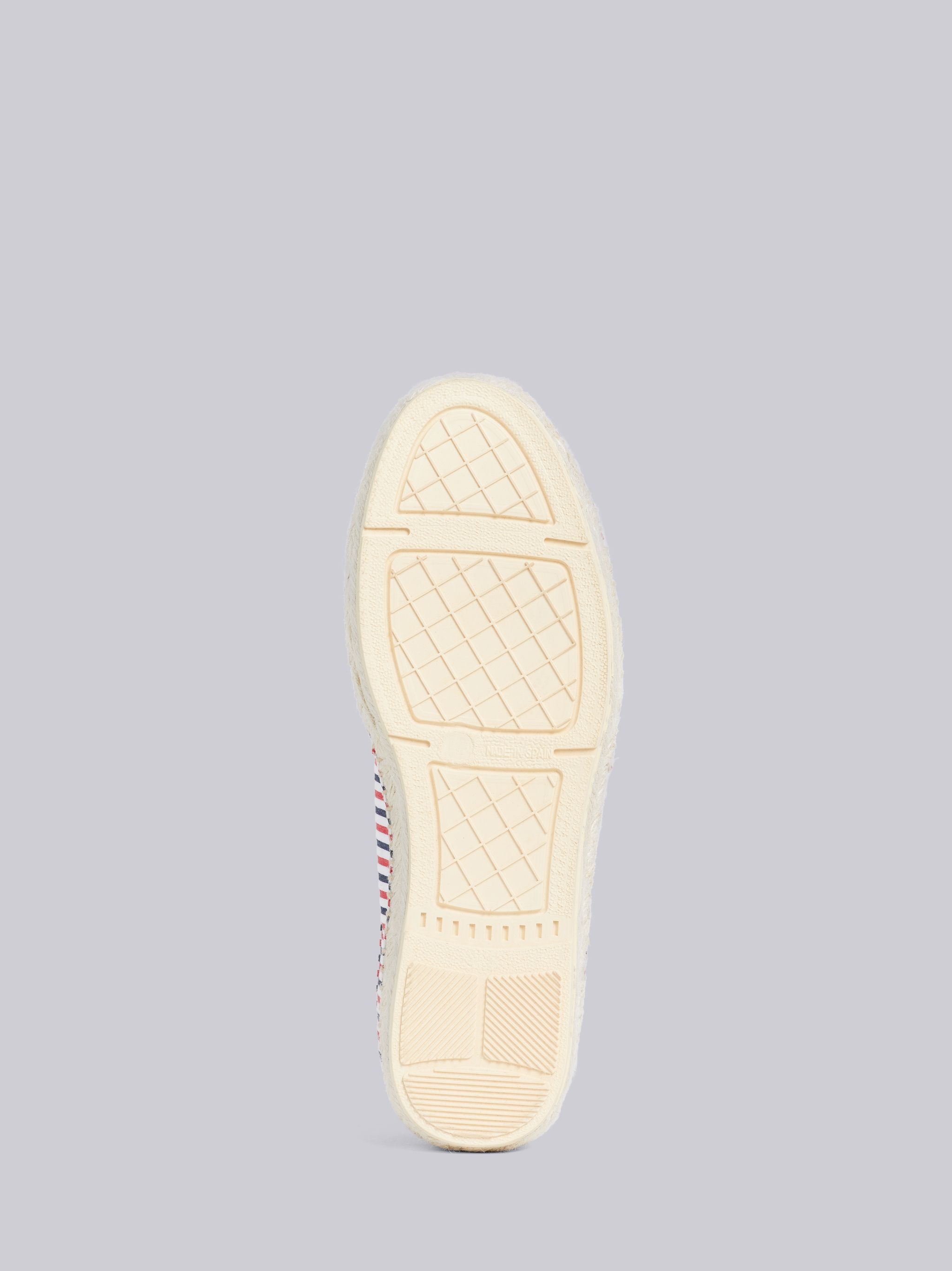 Multicolor Cotton Seersucker Stripe Removable Ankle Tie Espadrille - 5