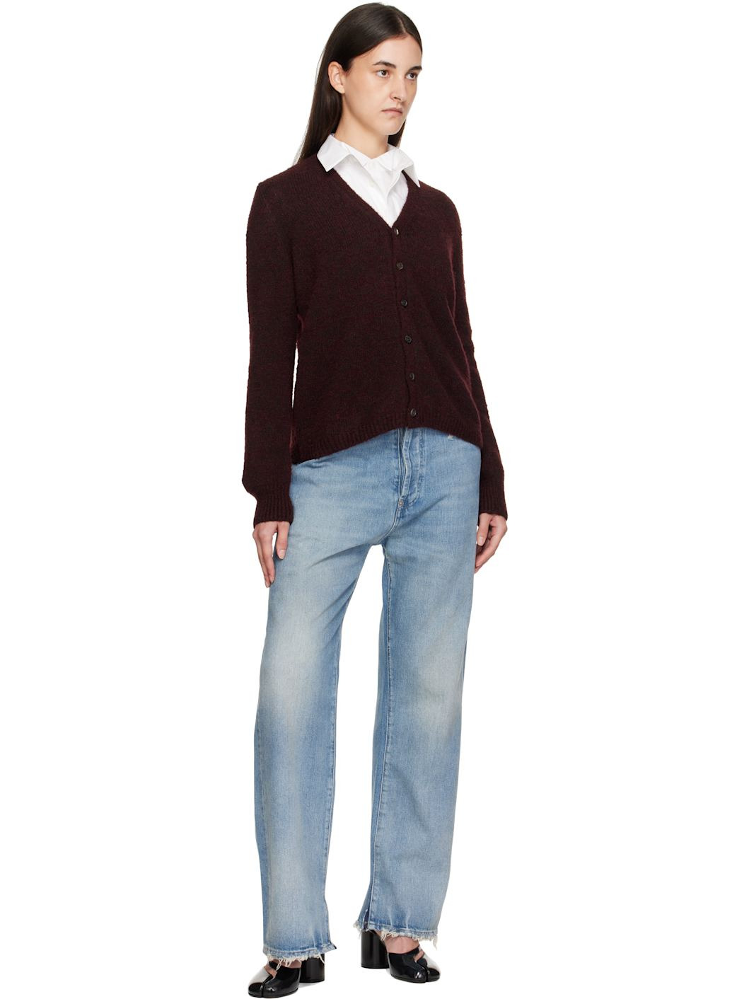 Burgundy Wool Cardigan - 4