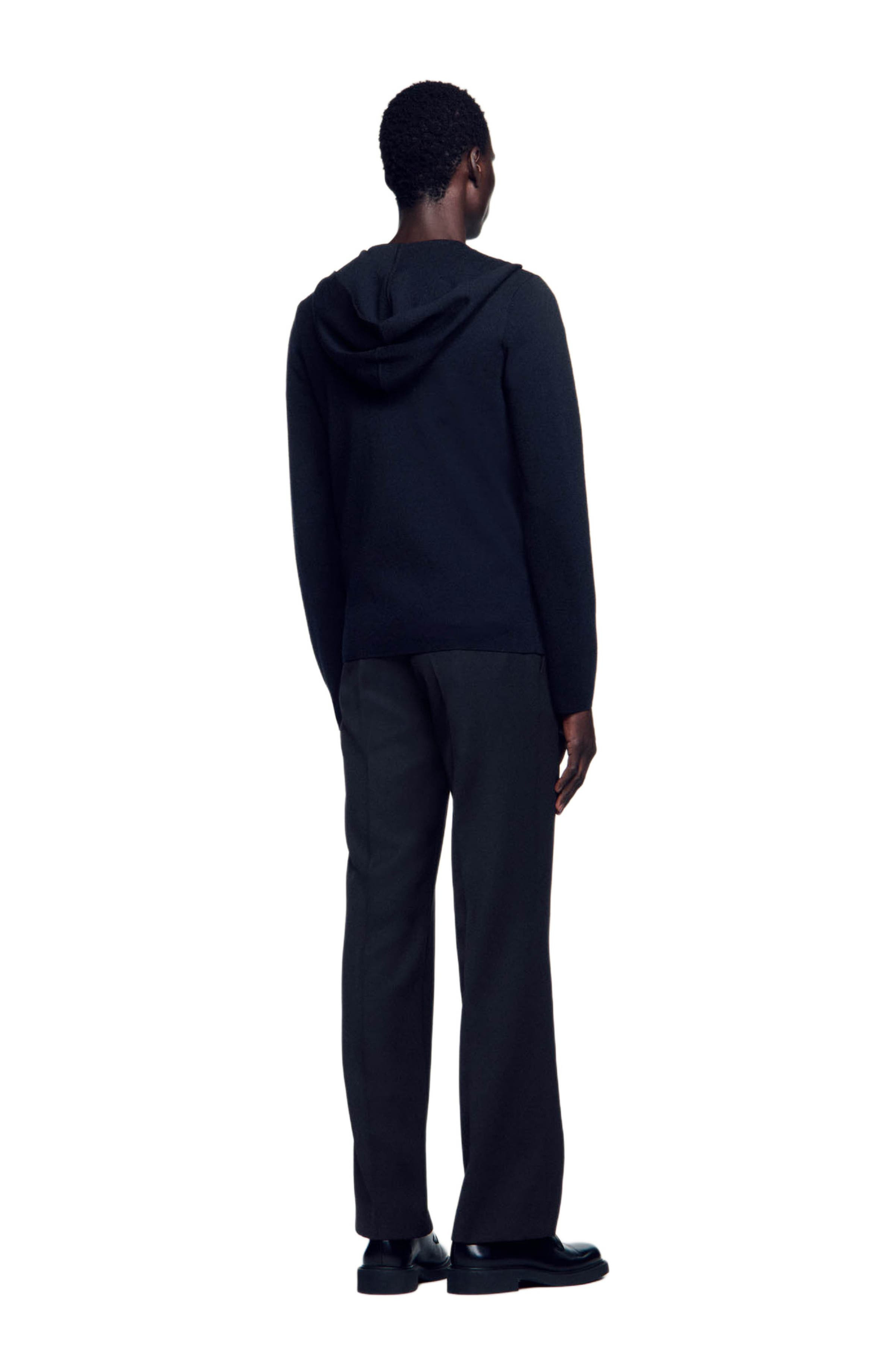 SANDRO Zipped cardigan with hood in Black at Nordstrom - 2
