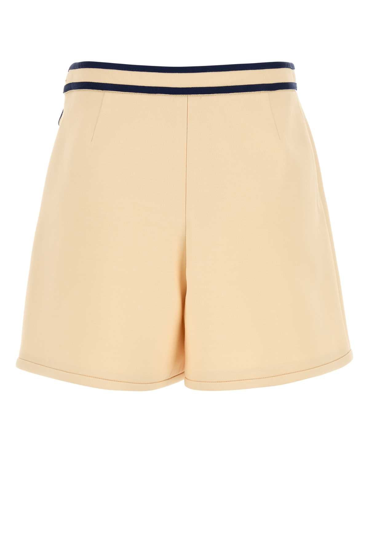 Valentino Garavani Women Cream Crepe Shorts - 2