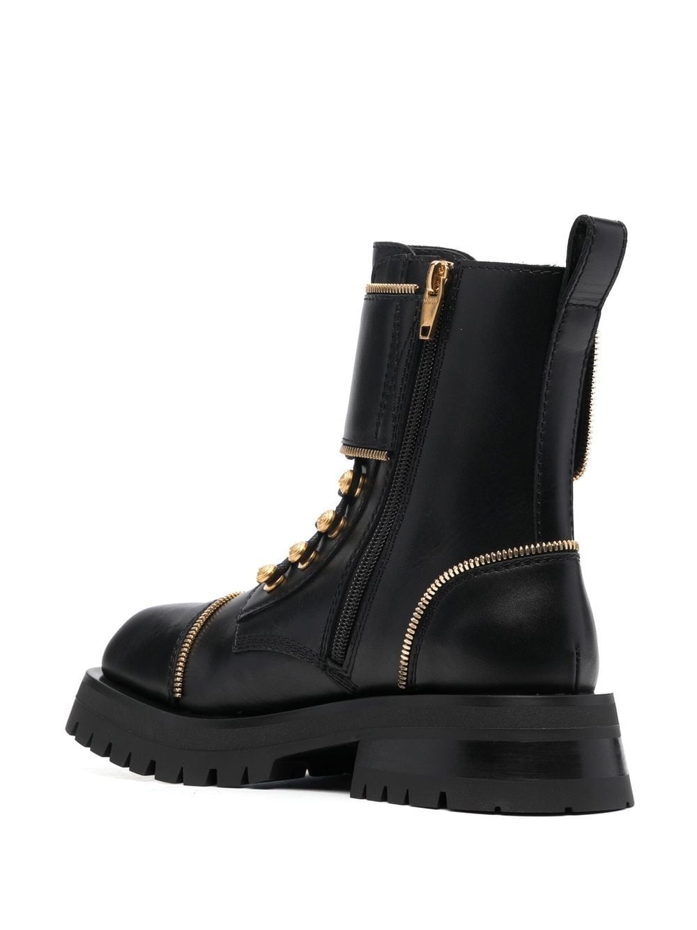 studded square-toe leather boots - 3