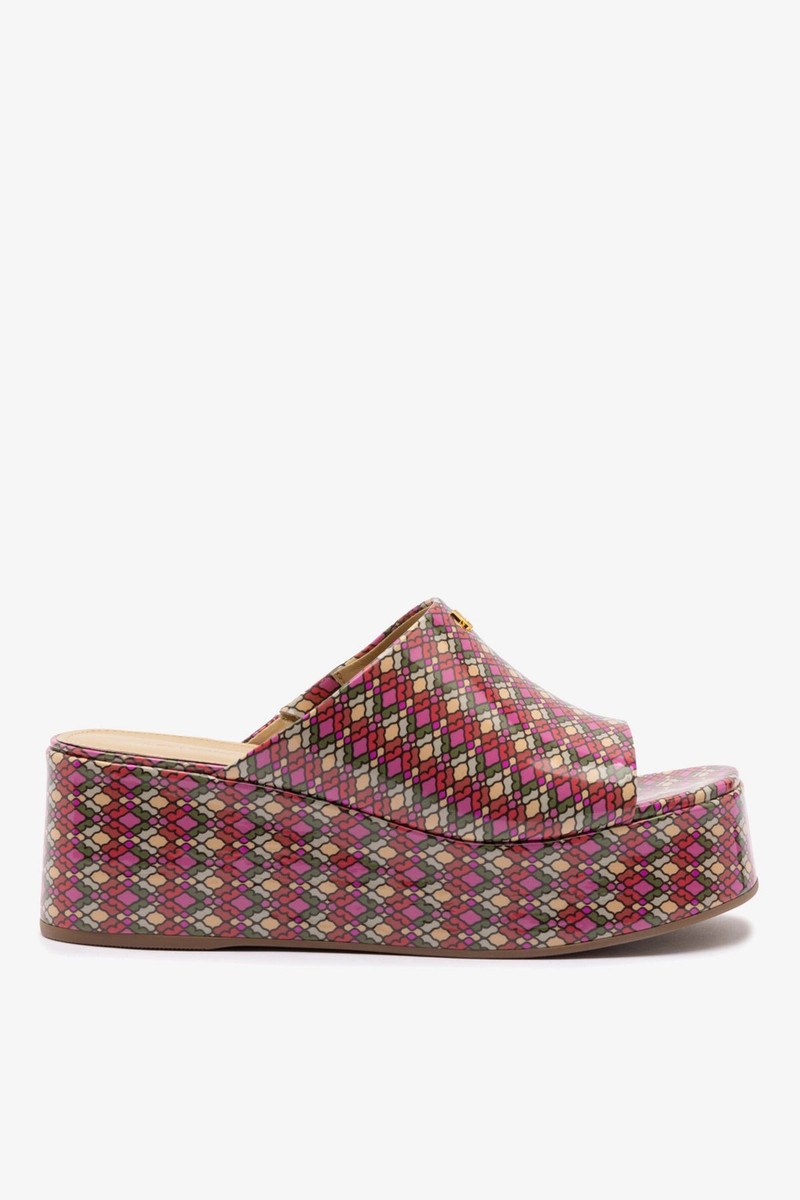 Charli Mule In Pink Vichy Patent Leather 1