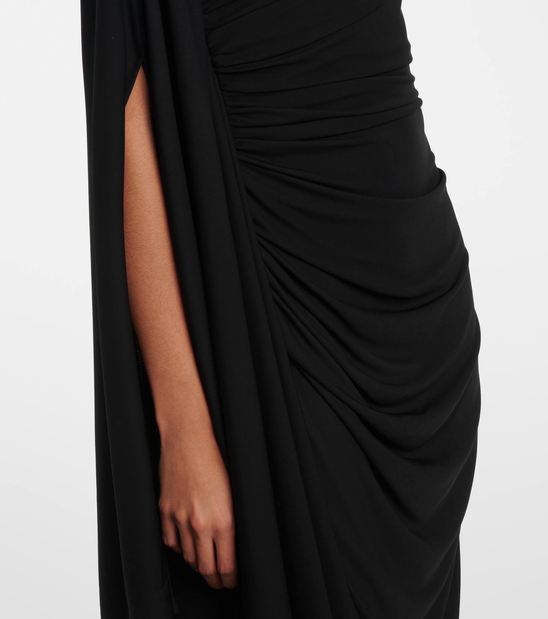 Embellished draped jersey midi dress - 5