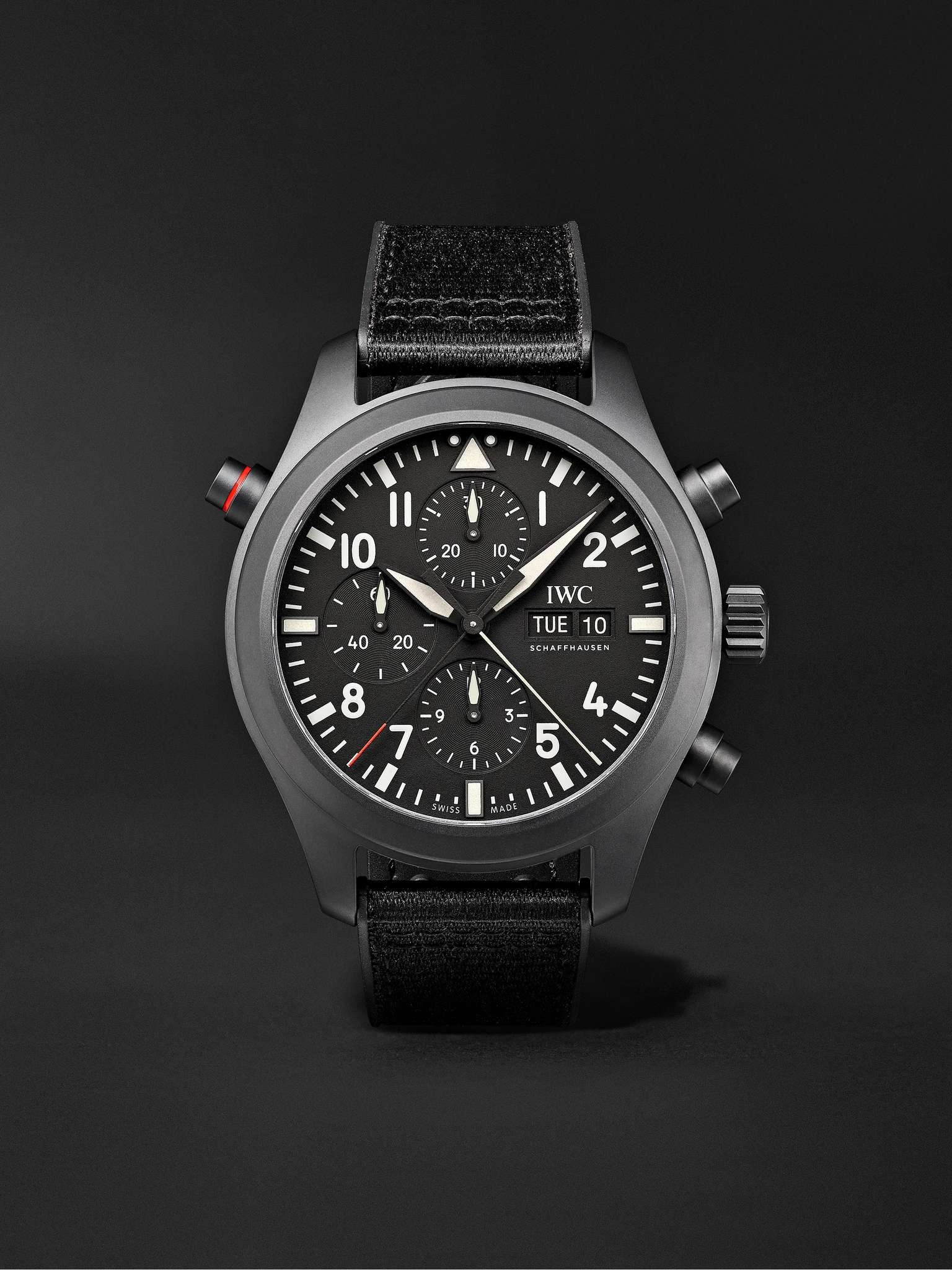 Pilot's TOP GUN Automatic Double Chronograph 44mm Ceratanium and Rubber Watch, Ref. No. IW371815 - 1