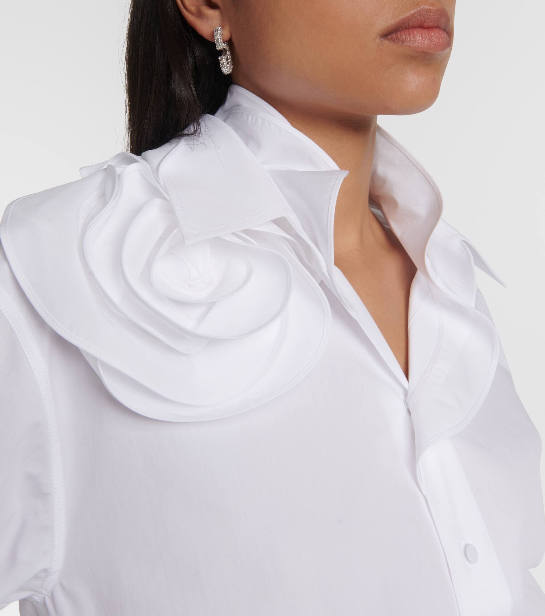 Floral-appliqué cotton poplin shirt - 4