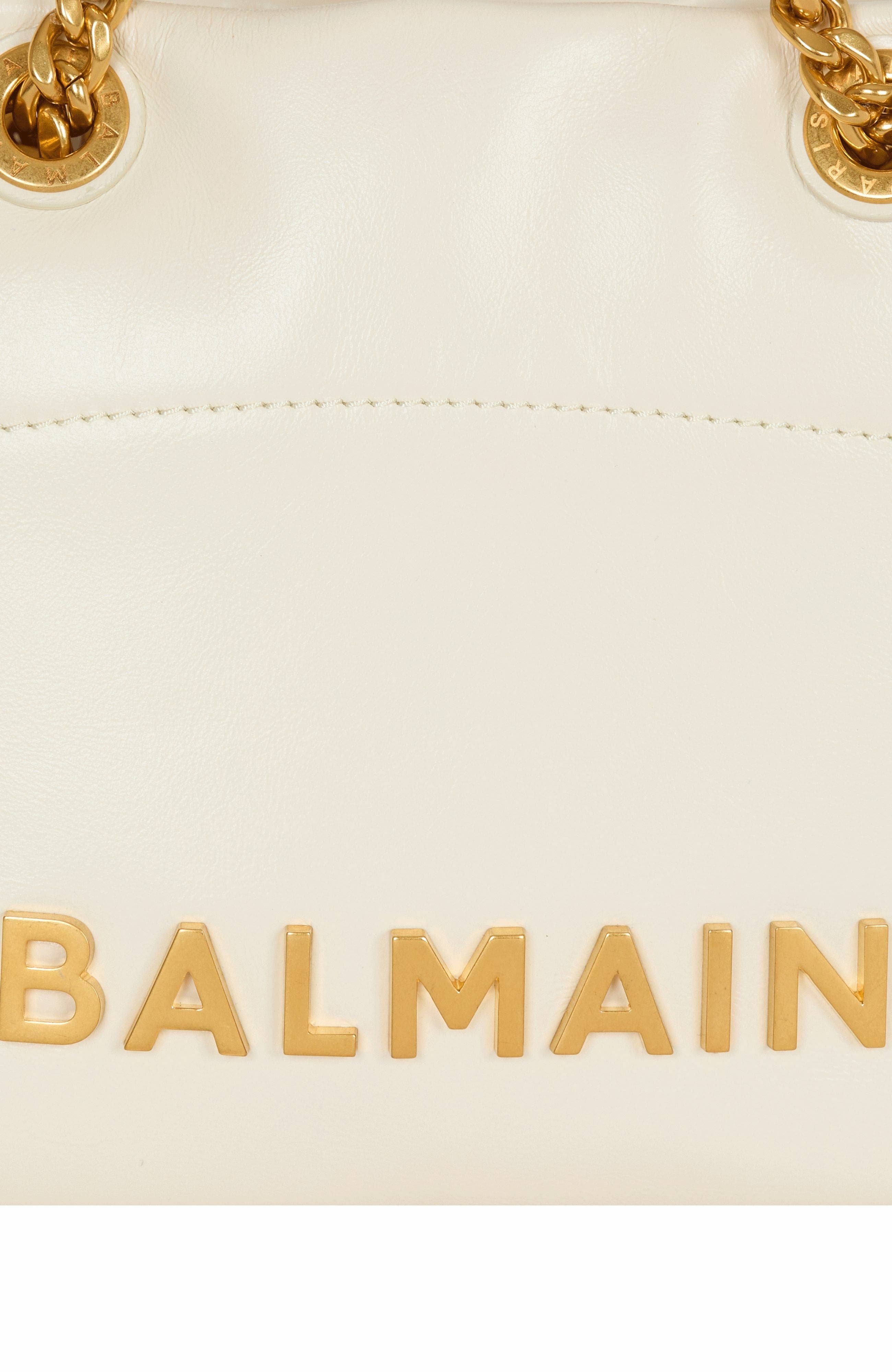 Balmain 1945 Soft Small crinkled leather tote bag in White at Nordstrom - 7
