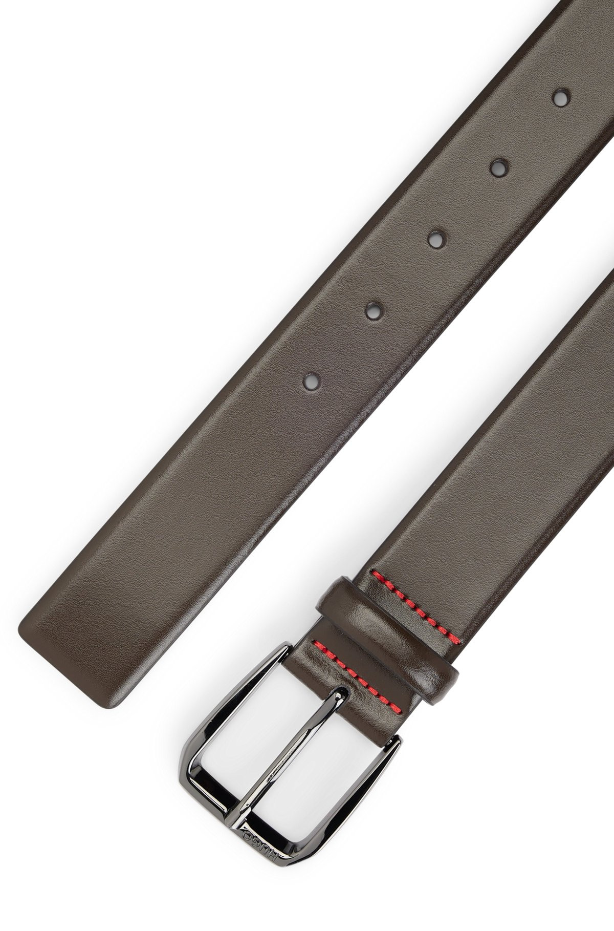 ITALIAN-LEATHER BELT WITH BRANDED BUCKLE - 3