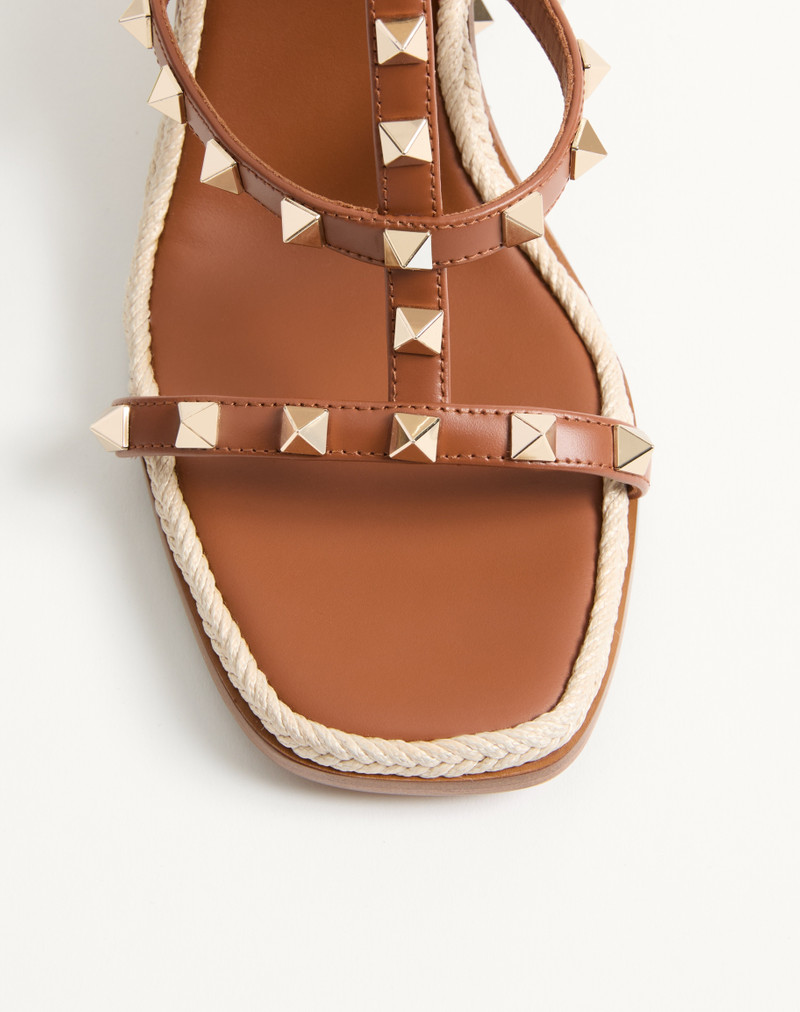 Valentino ROCKSTUD WEDGE SANDAL IN CALFSKIN WITH CORNELY EMBROIDERY 80MM outlook