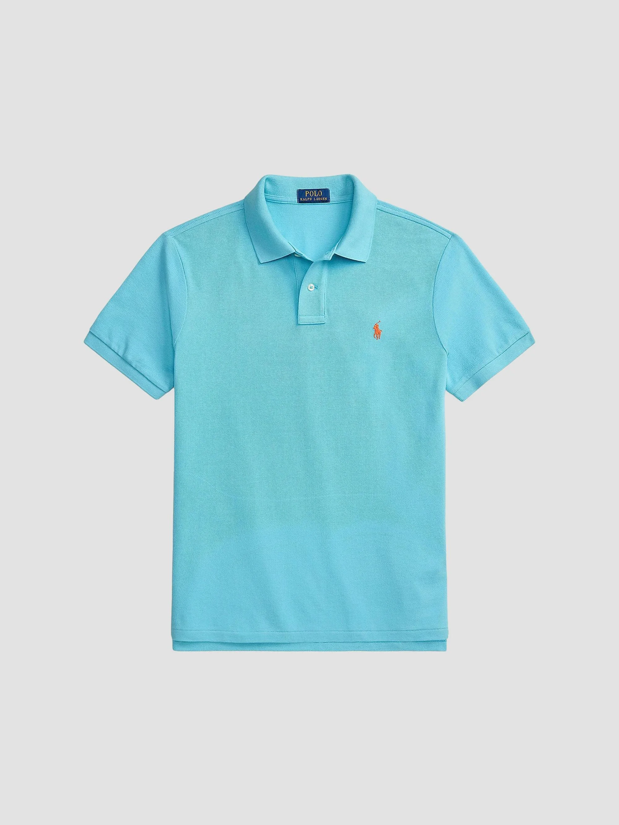 Men's Custom-Slim-Fit Mesh Polo Shirt - Perfect Turquoise - 1
