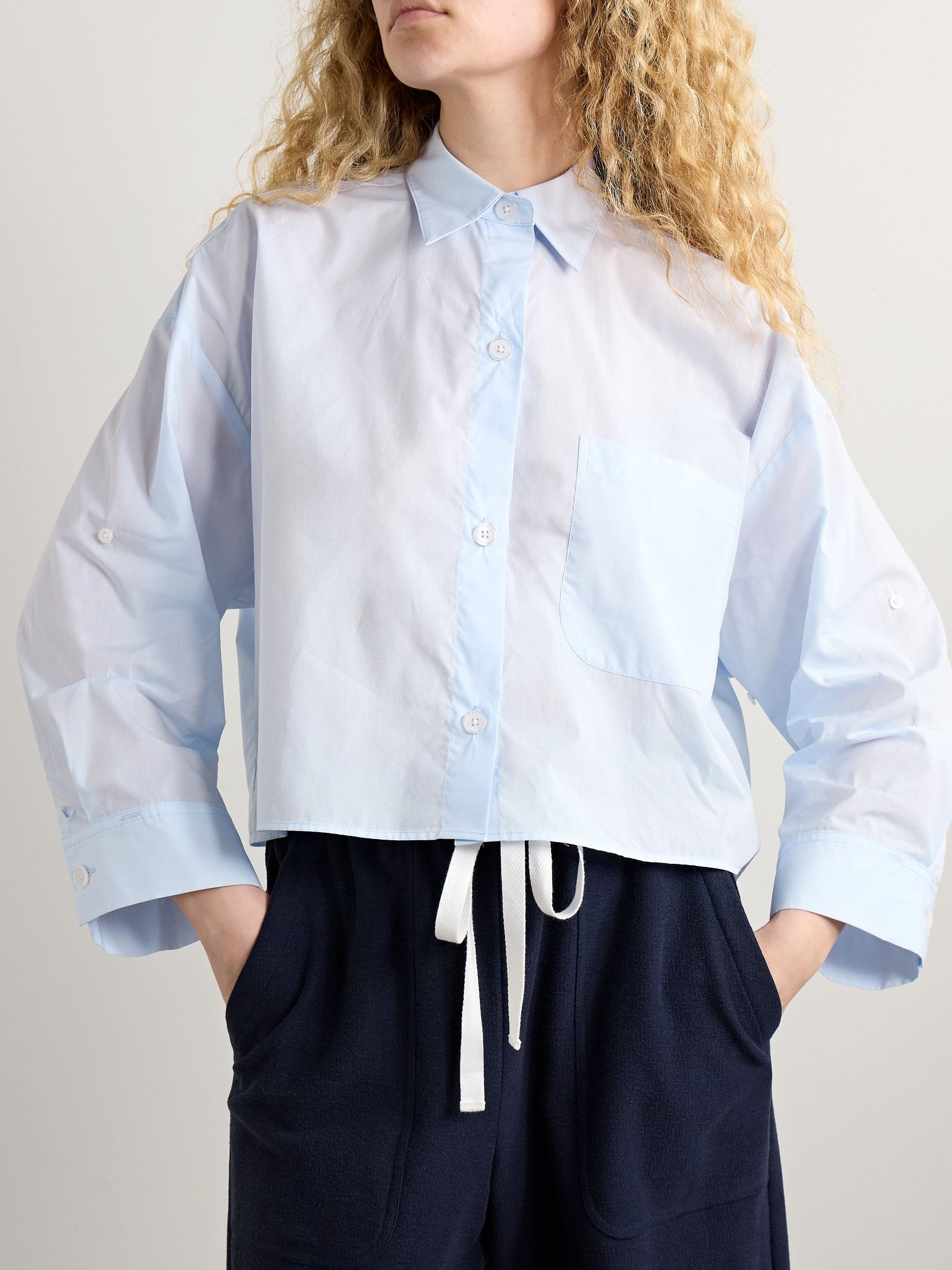 Next Ex cropped cotton-poplin shirt Light blue - 3