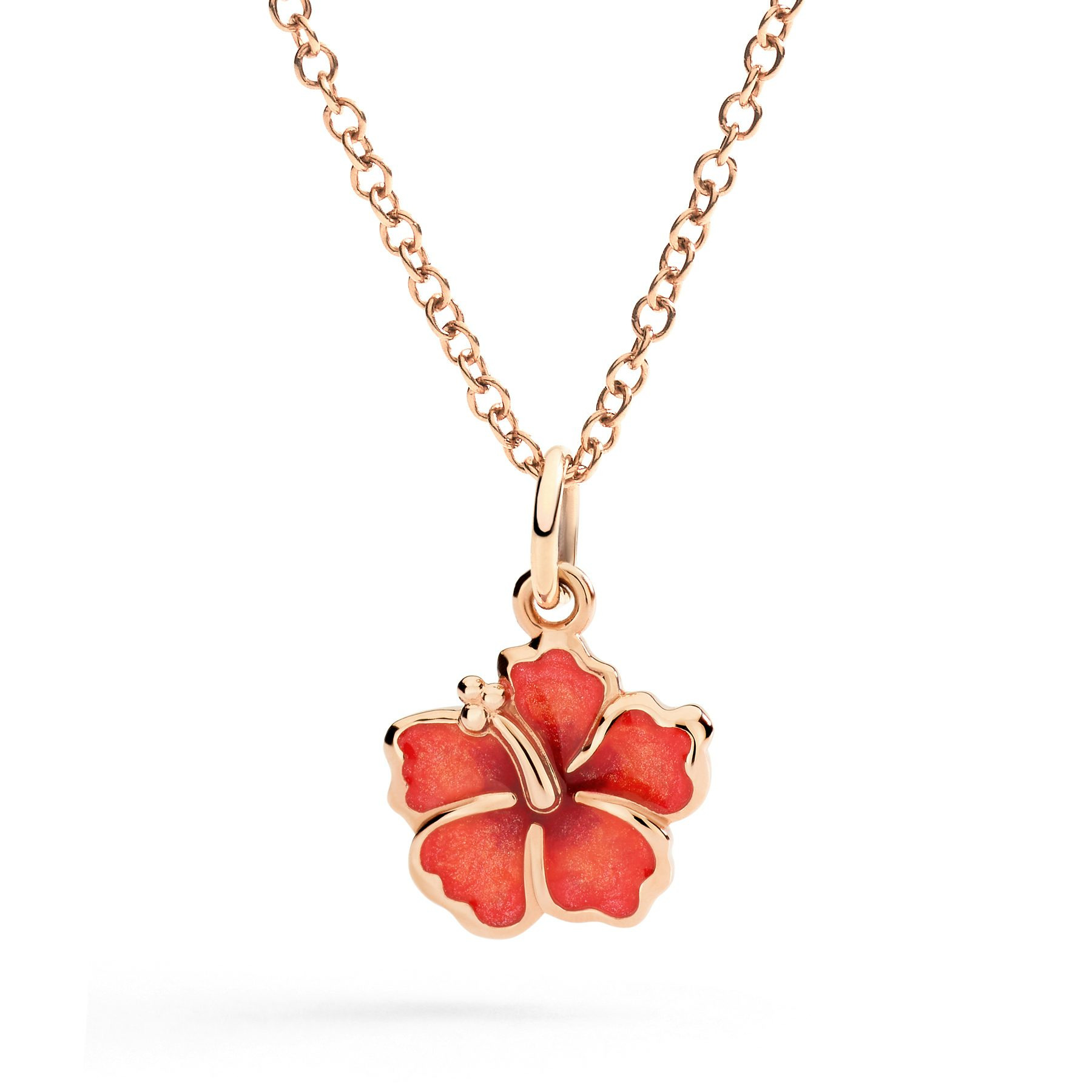 ROSE GOLD & ENAMEL HIBISCUS FLOWER CHARM - 2