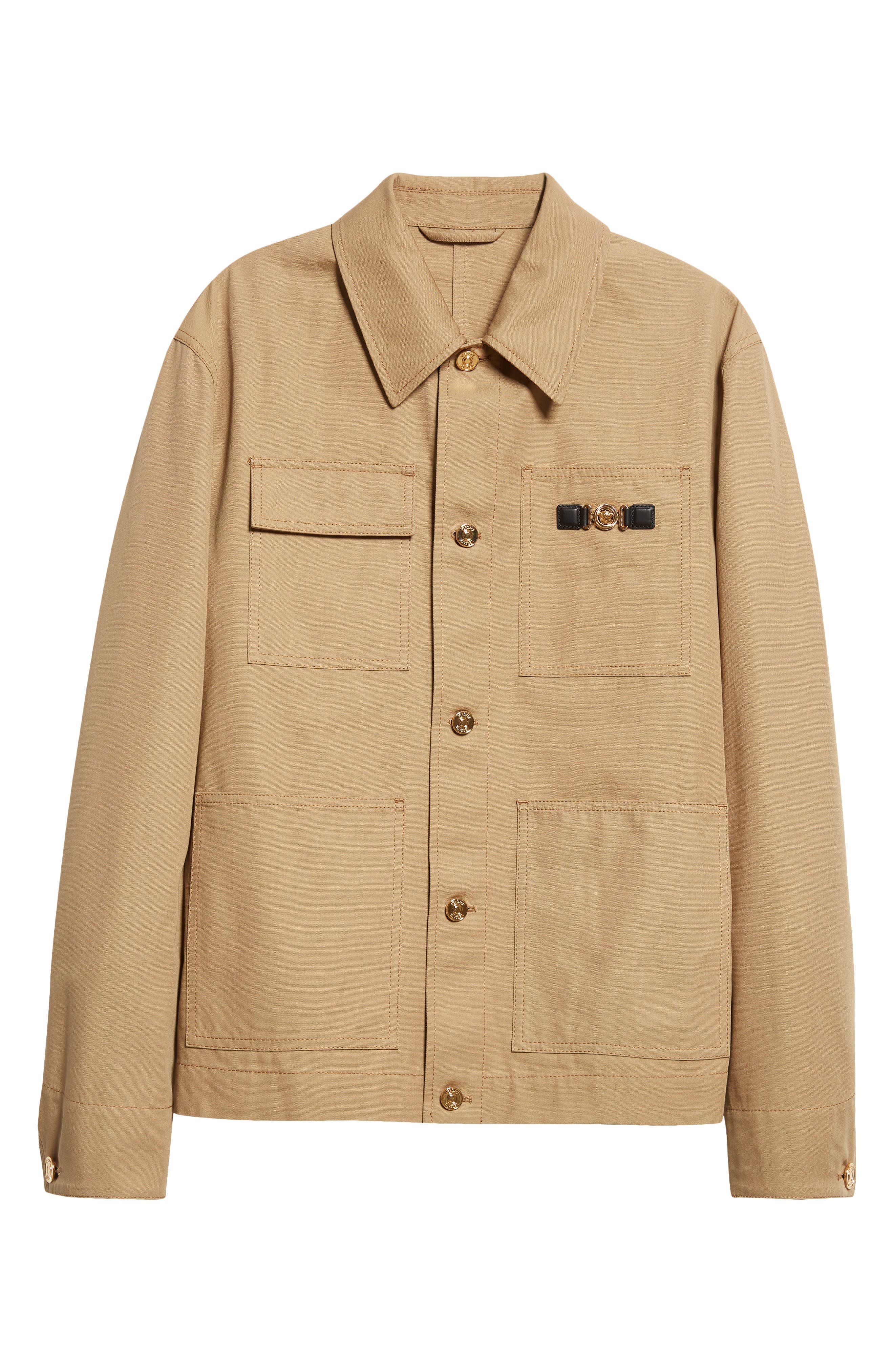 Versace Medusa Cotton Canvas Chore Jacket in Dark Sand at Nordstrom - 6