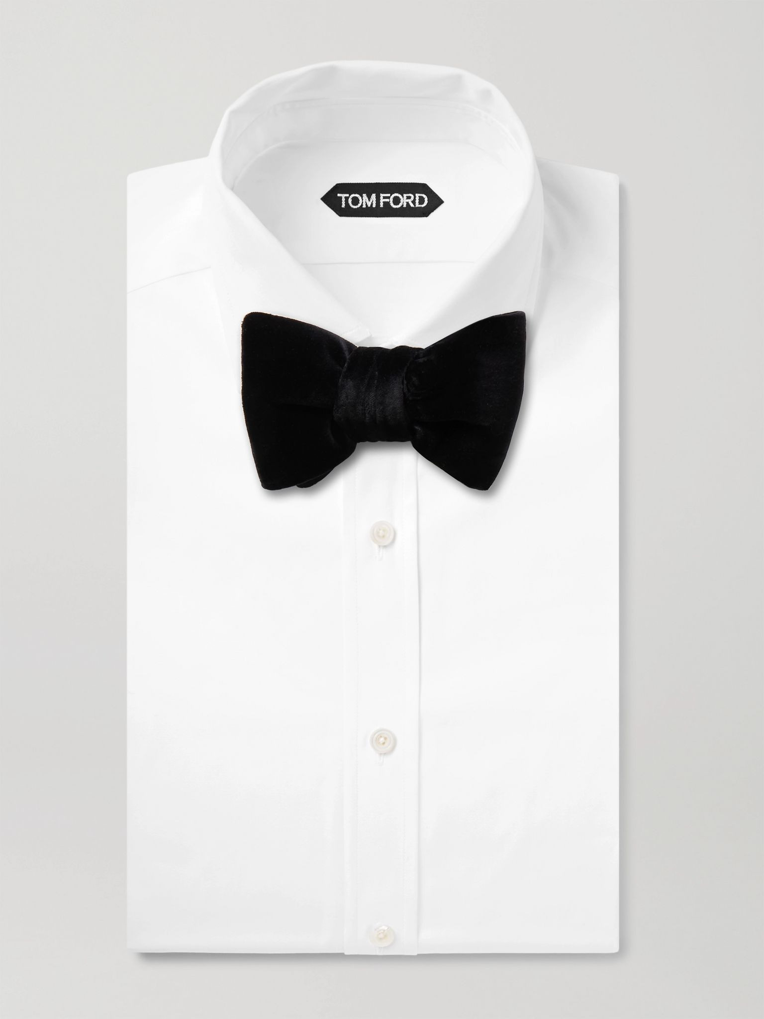 Pre-Tied Cotton-Velvet Bow Tie Black - 2