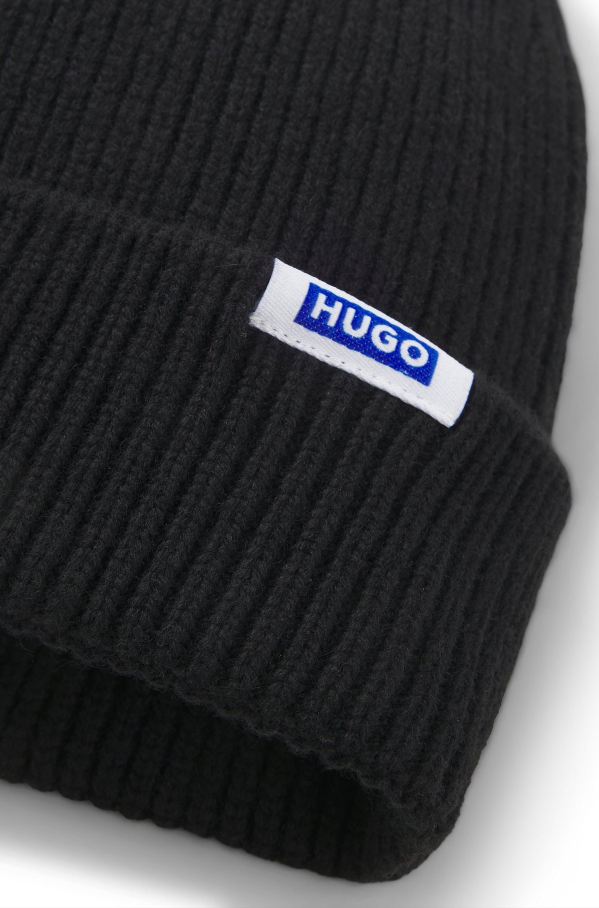 RIB-KNIT BEANIE HAT WITH LOGO LABEL - 5