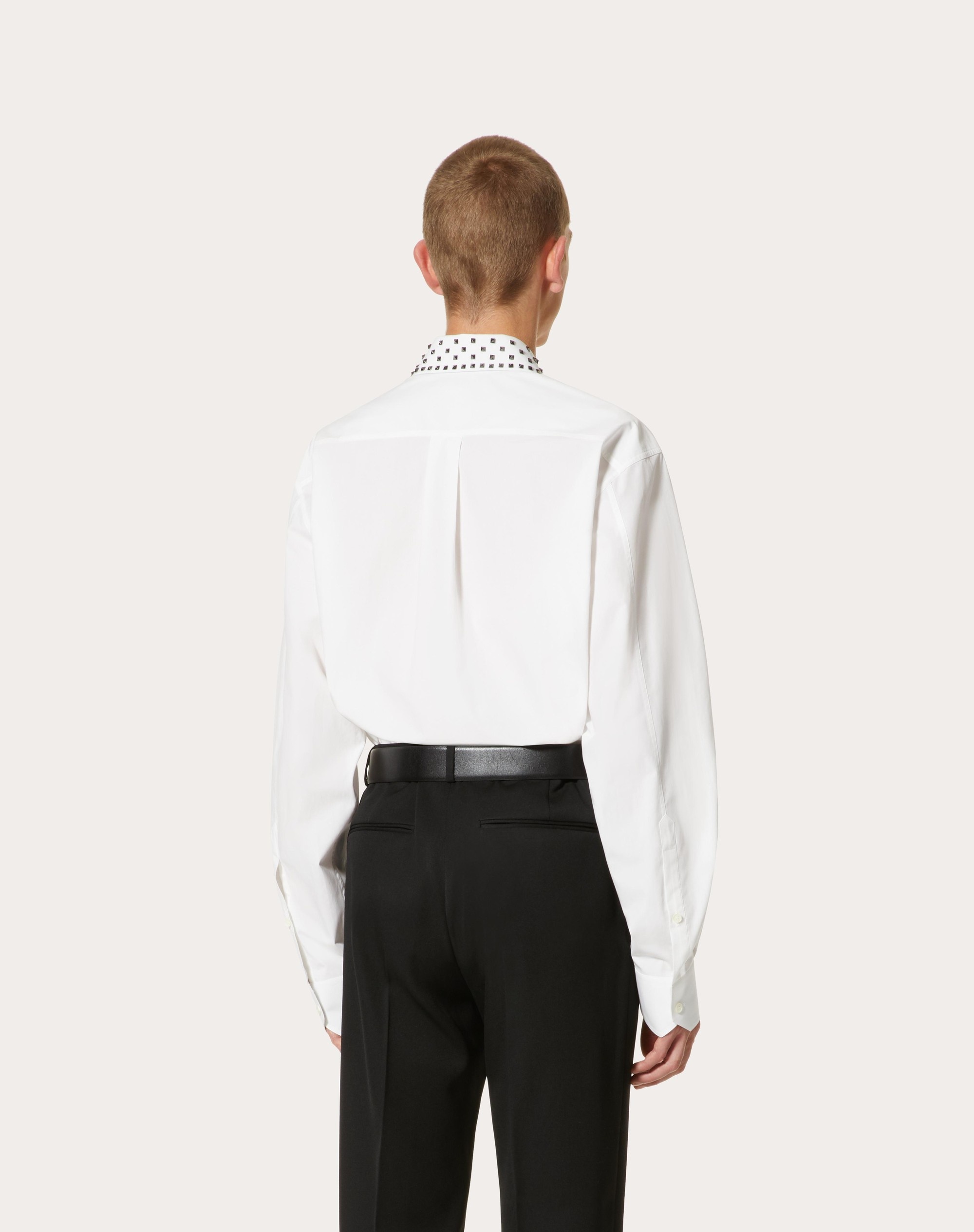 COTTON SHIRT WITH ROCKSTUD SPIKE COLLAR - 4