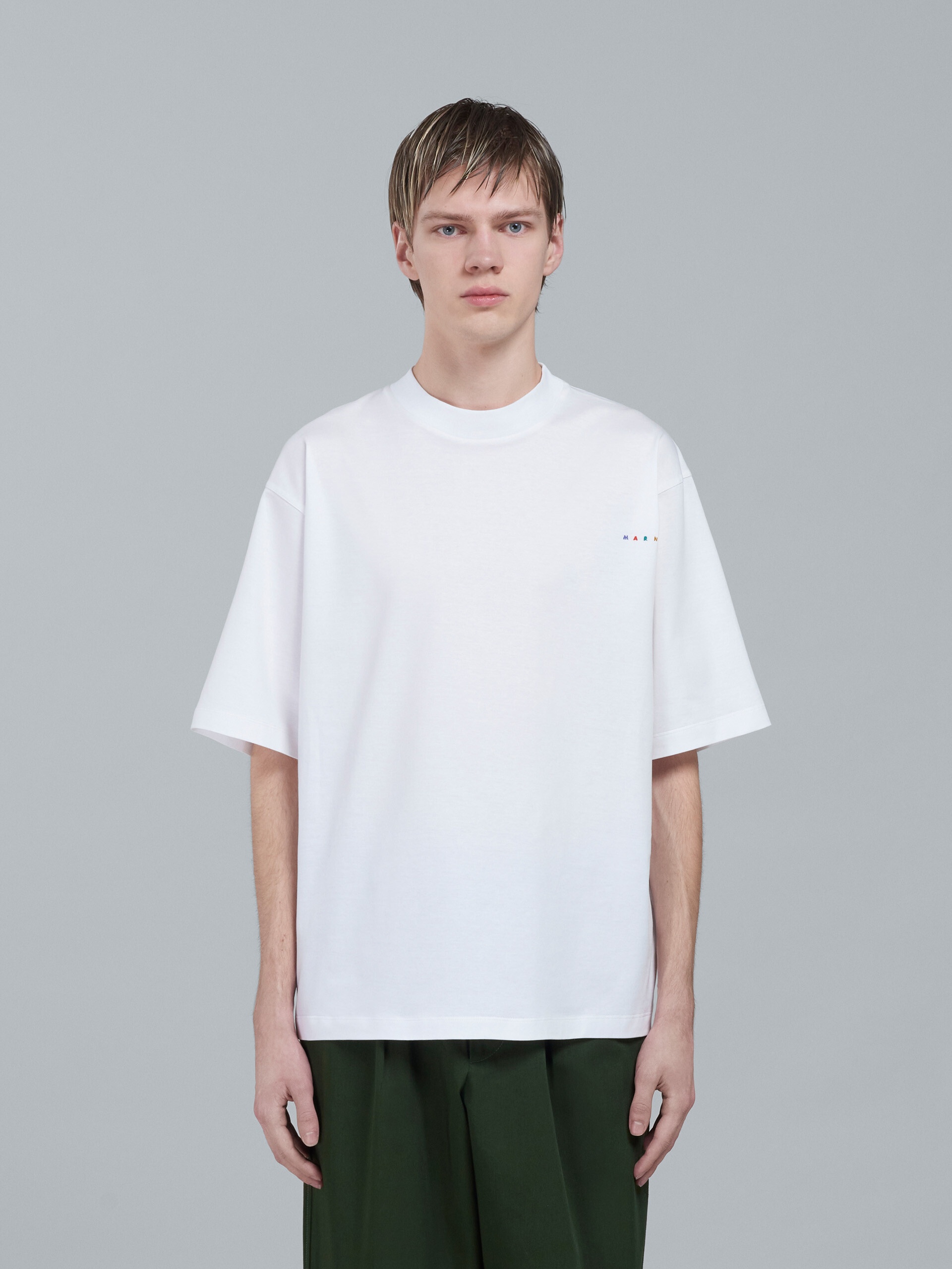 STILL NATURE WHITE PRINT JERSEY T-SHIRT - 2