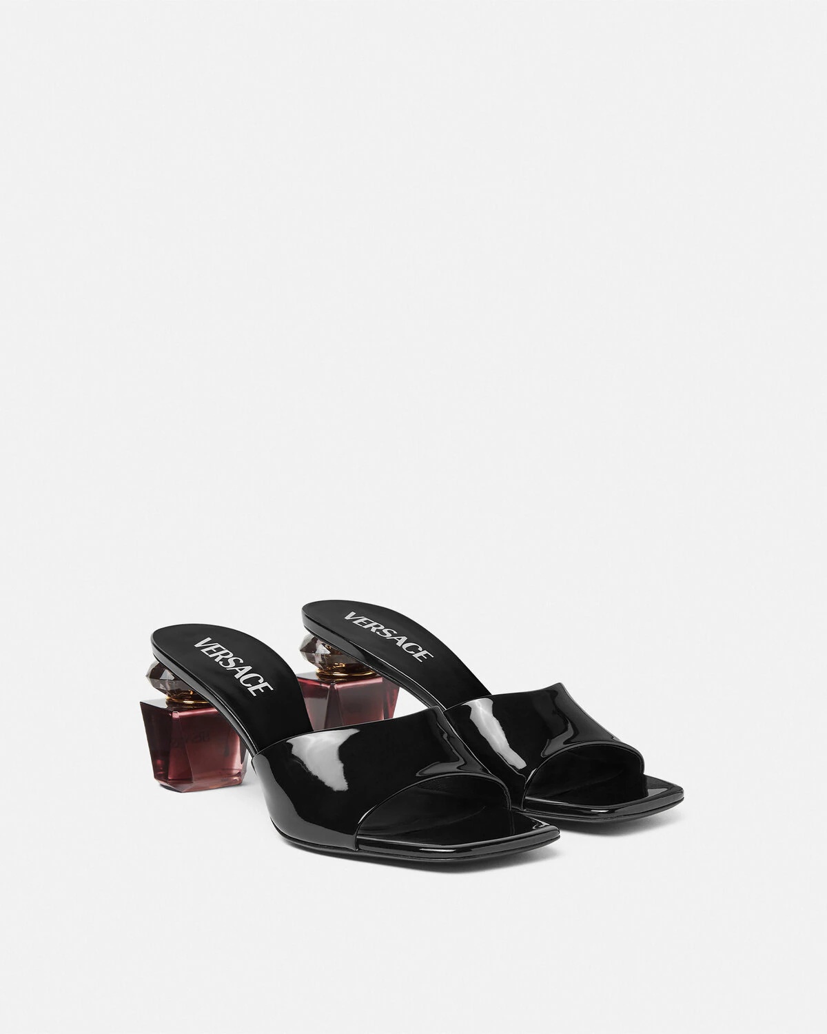 Bright Crystal Patent Mules 70 mm - 2