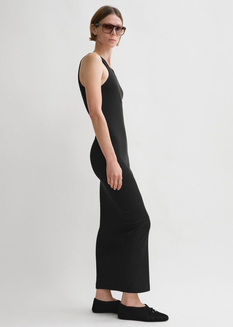 Curved rib tank dress black 3