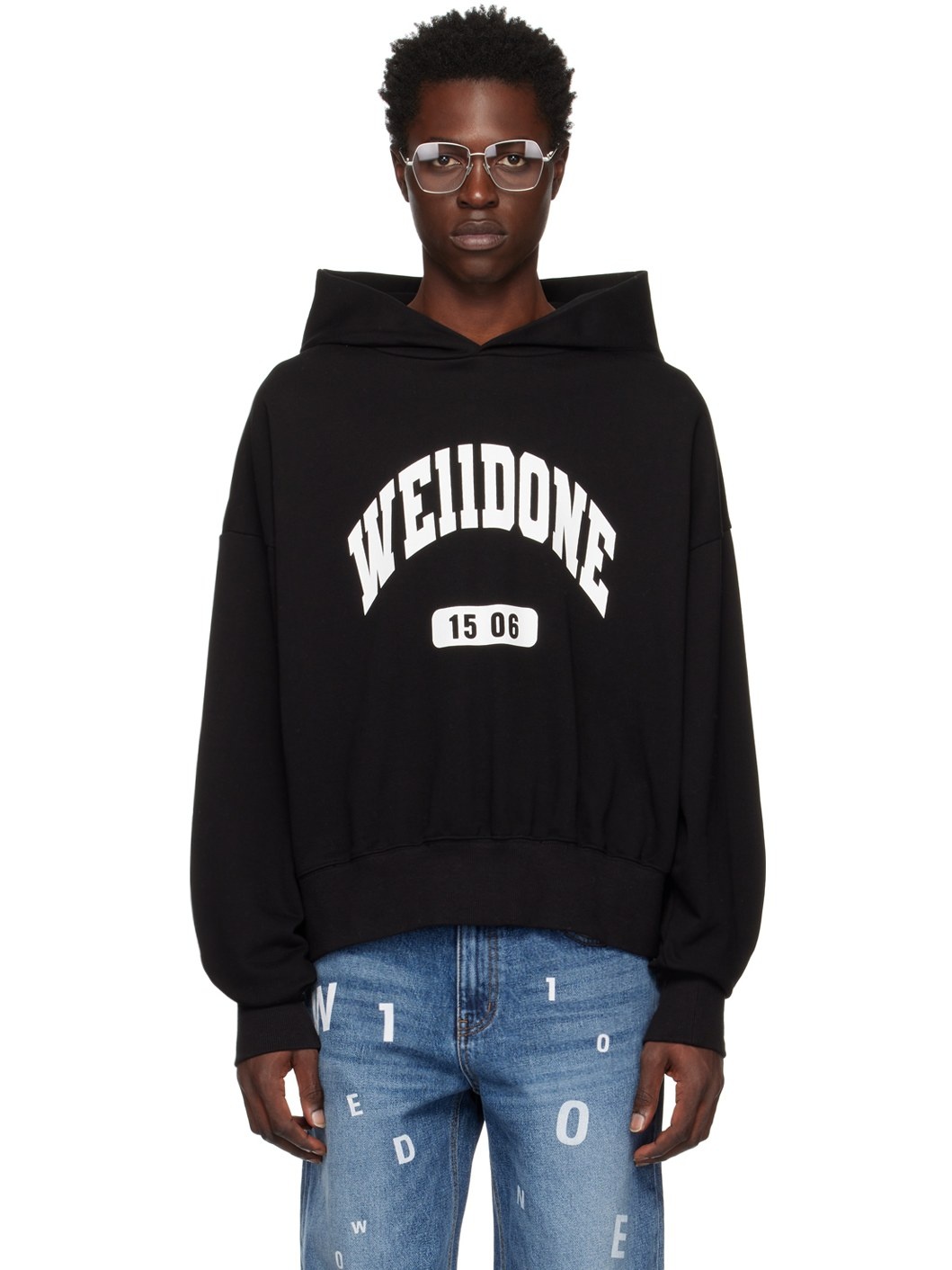 Black Printed Hoodie - 1
